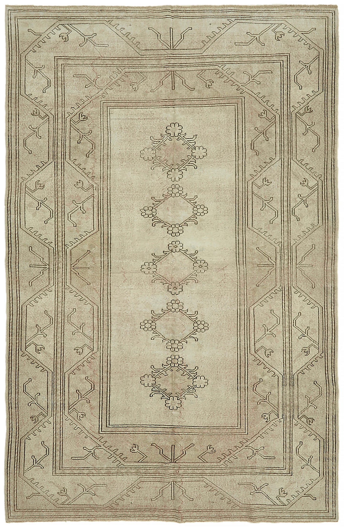 7x11 Beige Vintage Large Area Rug - 45076