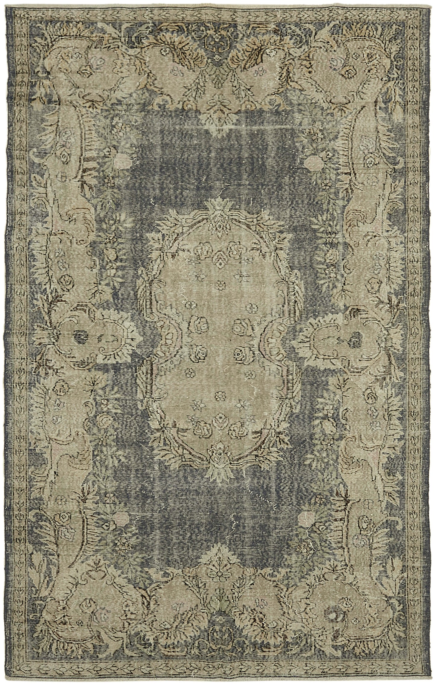 6x10 Beige Turkish Vintage Area Rug - 45548
