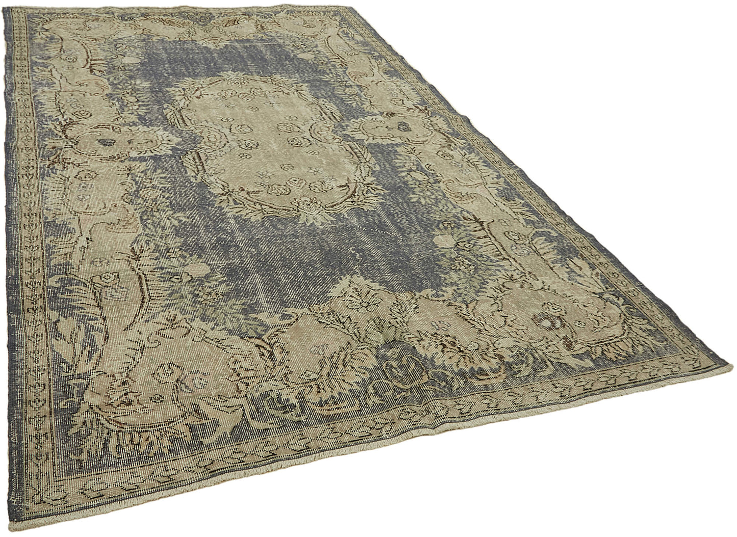 6x10 Beige Turkish Vintage Area Rug - 45548