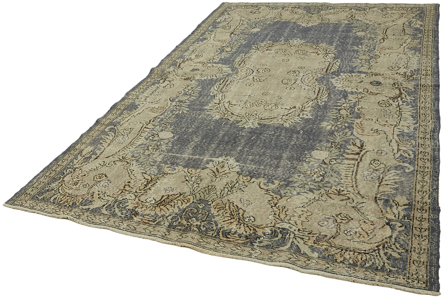 6x10 Beige Turkish Vintage Area Rug - 45548