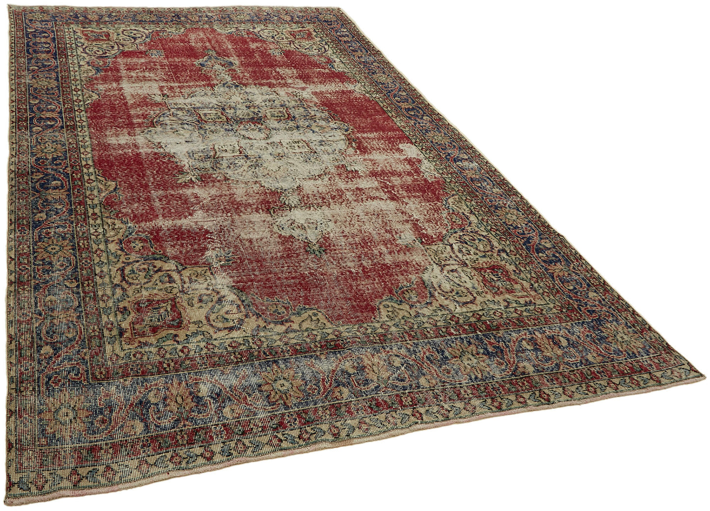 7x11 Beige Turkish Vintage Area Rug - 45549