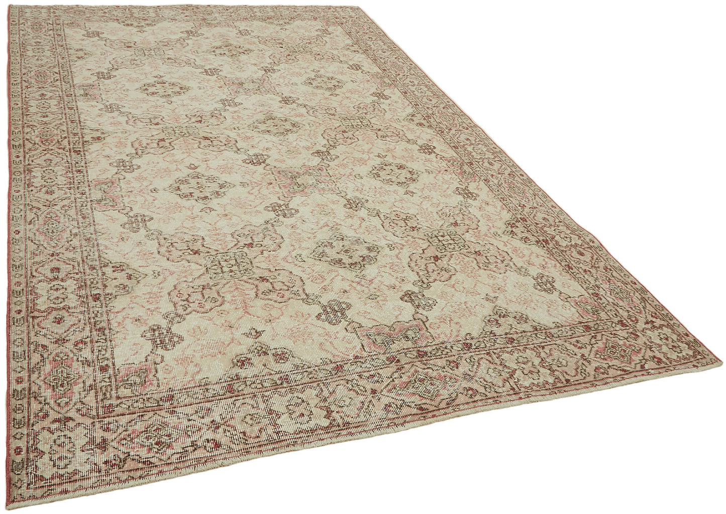 7x10 Beige Turkish Vintage Area Rug - 45560