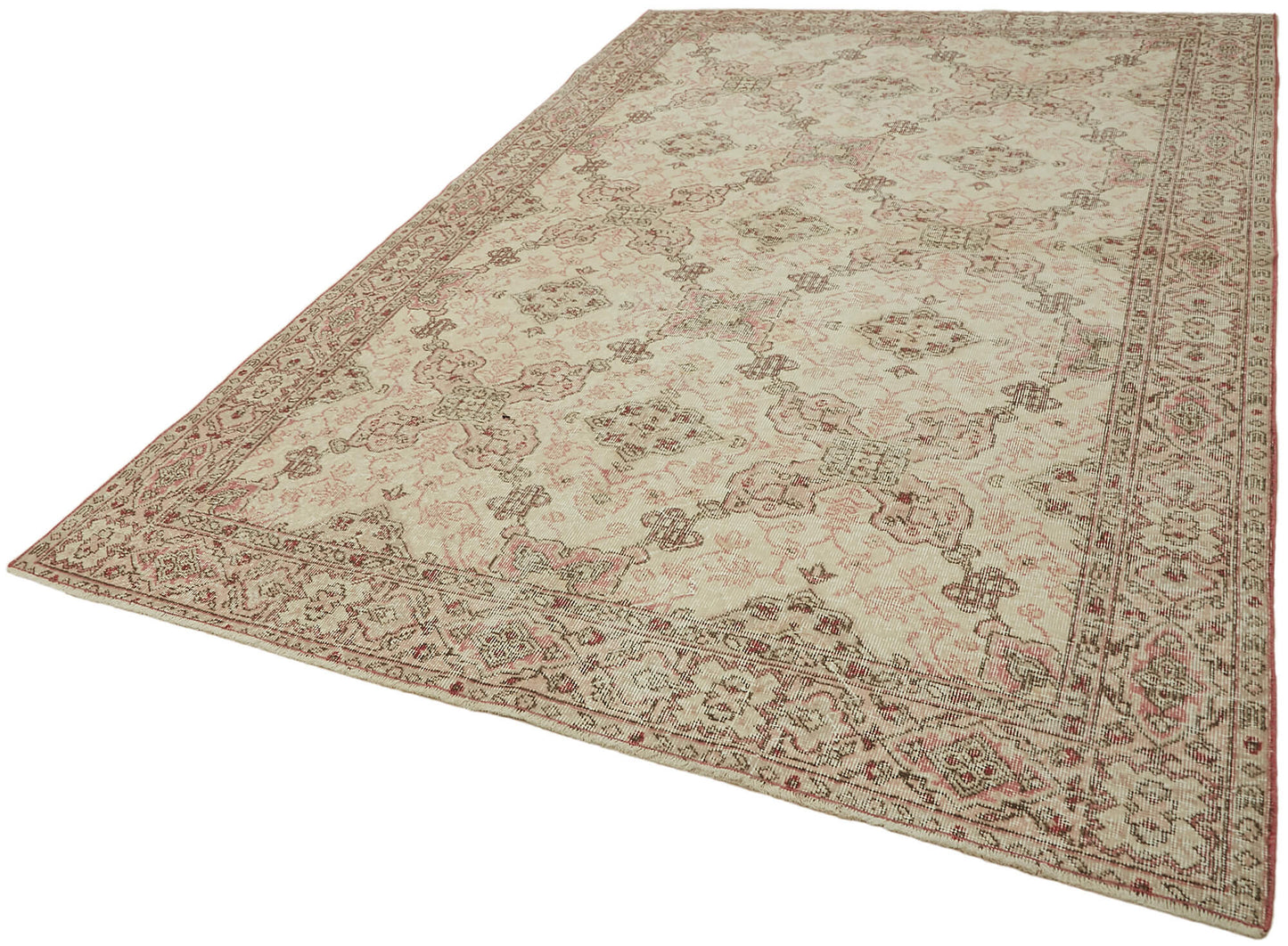 7x10 Beige Turkish Vintage Area Rug - 45560