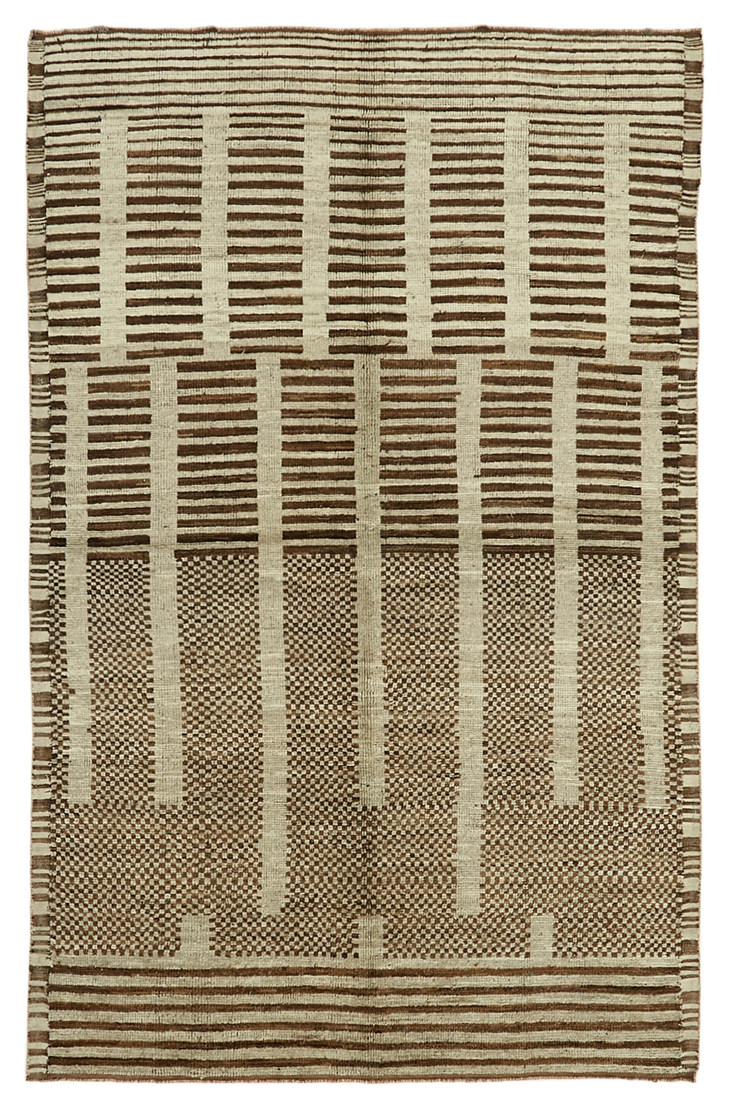 7x11 Beige Modern Tribal Rug - 45597