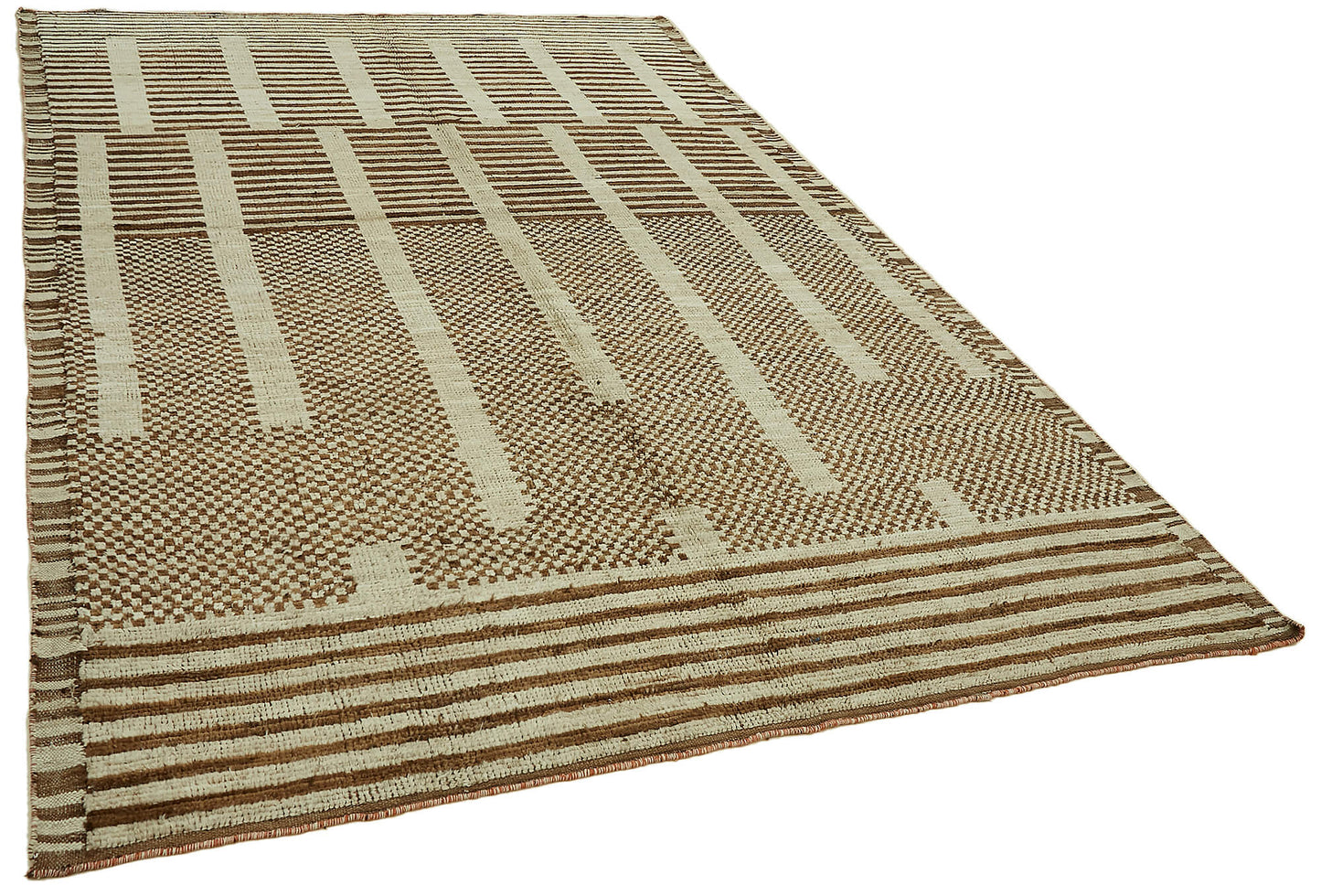 7x11 Beige Modern Tribal Rug - 45597