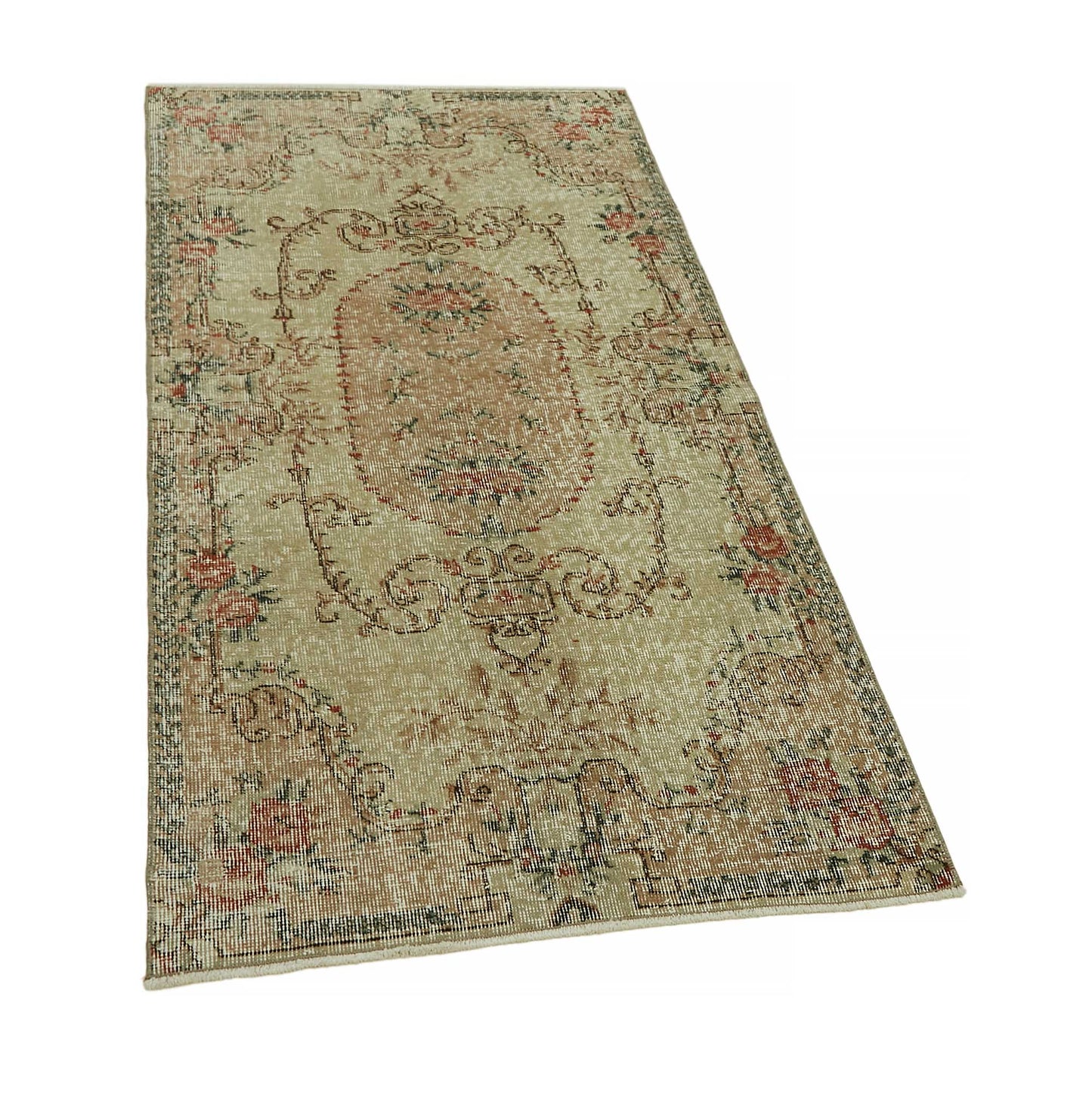 3x6 Beige Turkish Vintage Area Rug - 45734