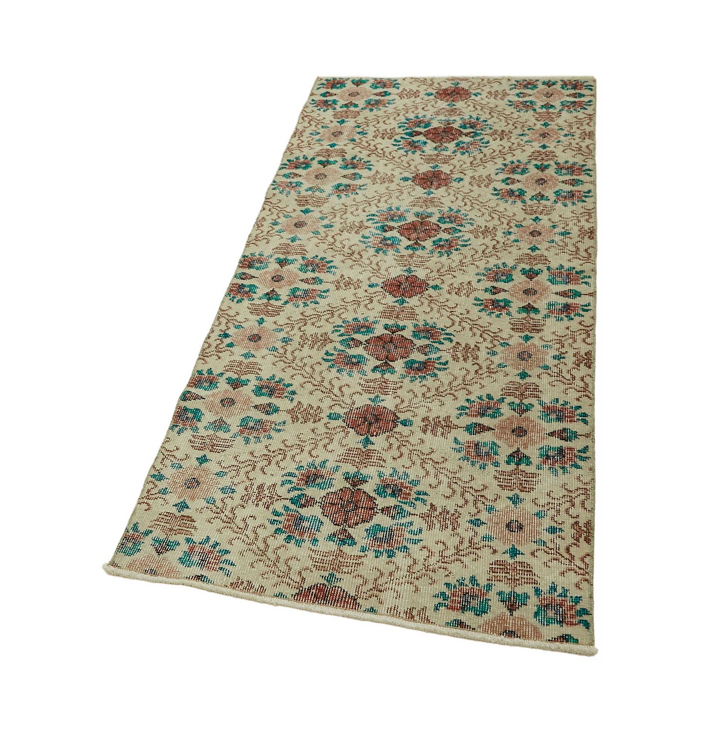 3x6 Beige Turkish Vintage Area Rug - 45739