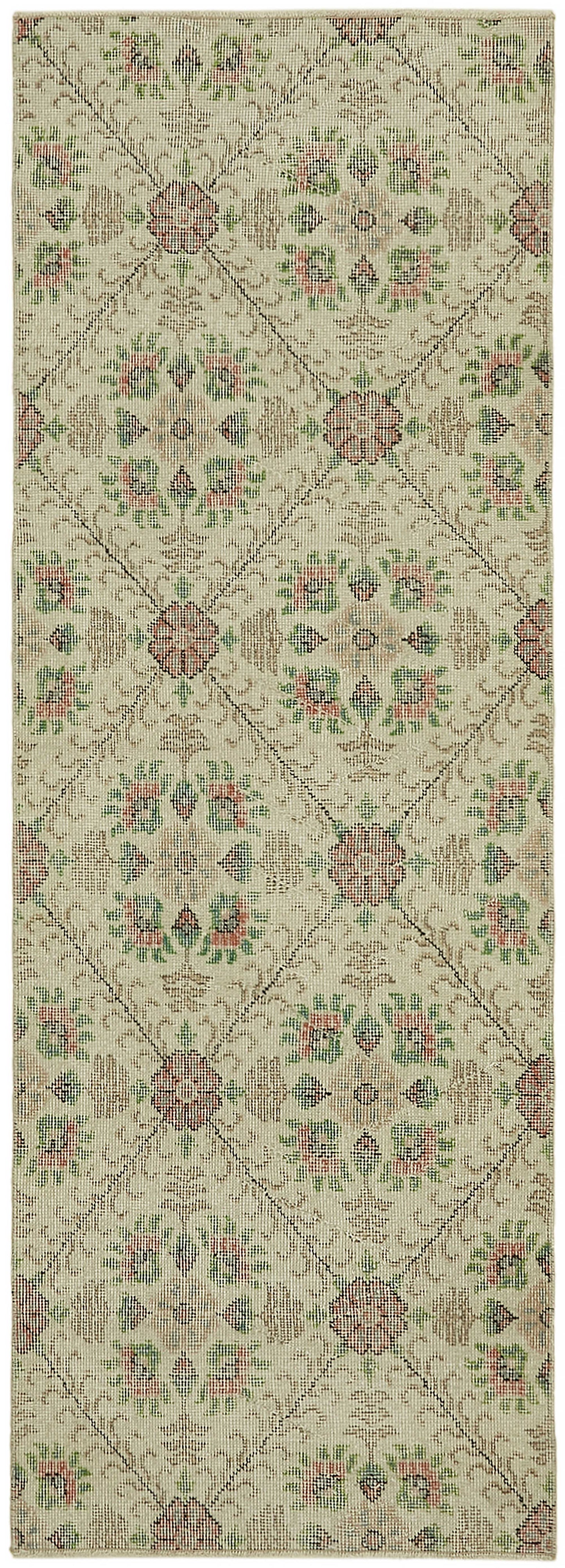 2x7 Beige Turkish Vintage Area Rug - 45740