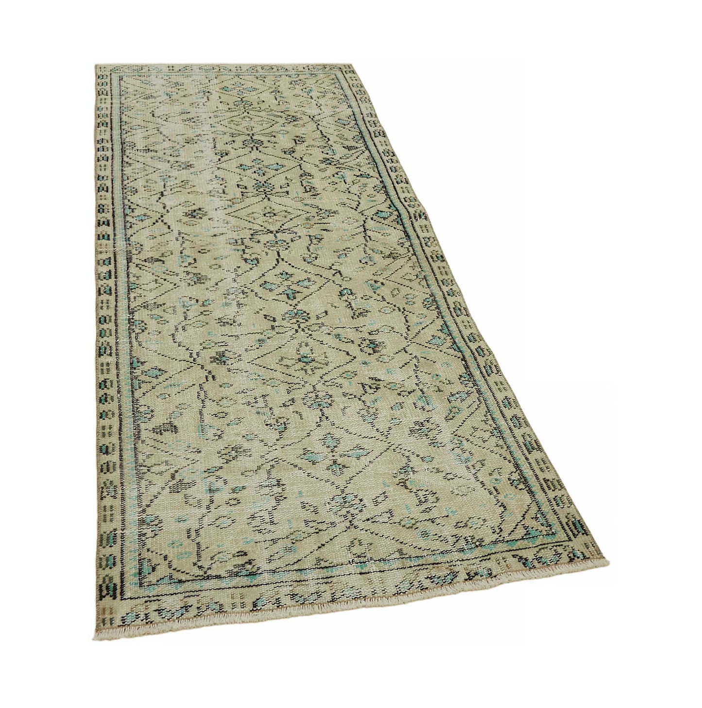 3x7 Beige Turkish Vintage Area Rug - 45763
