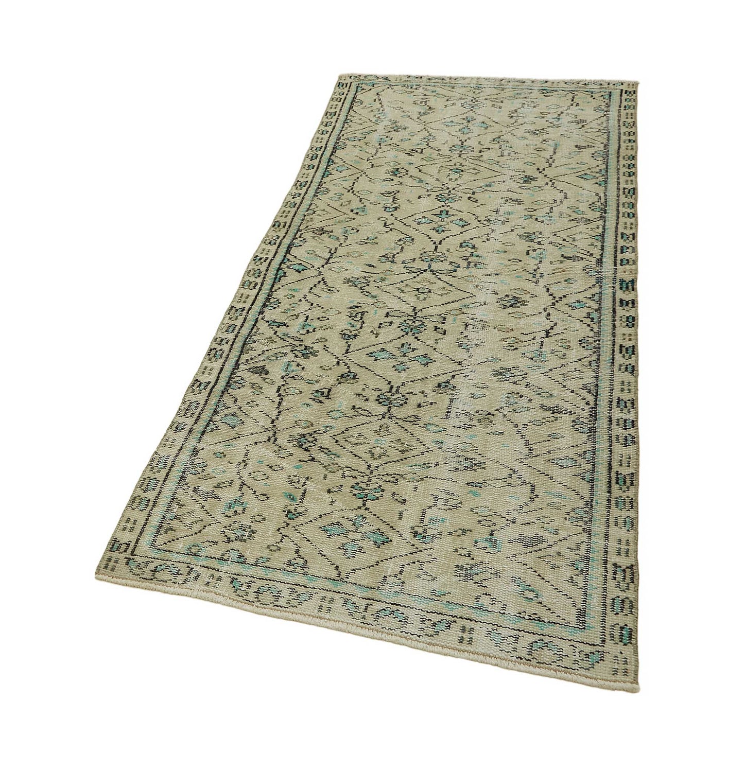 3x7 Beige Turkish Vintage Area Rug - 45763
