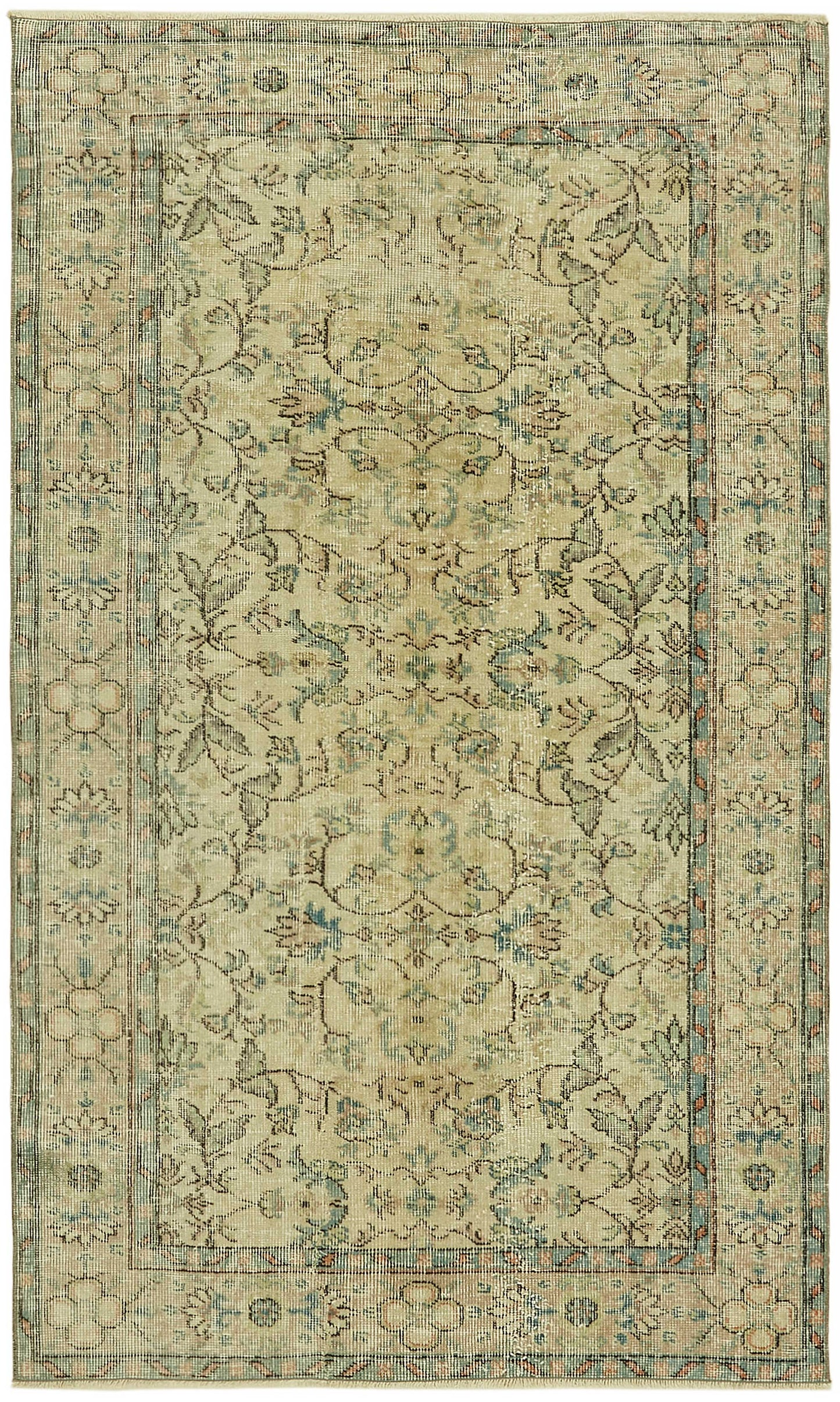 4x6 Beige Turkish Vintage Area Rug - 45775