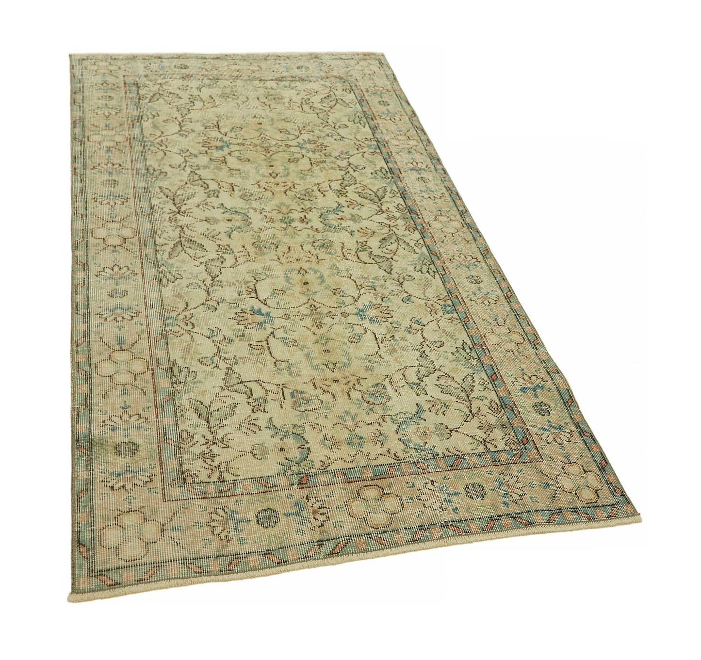 4x6 Beige Turkish Vintage Area Rug - 45775