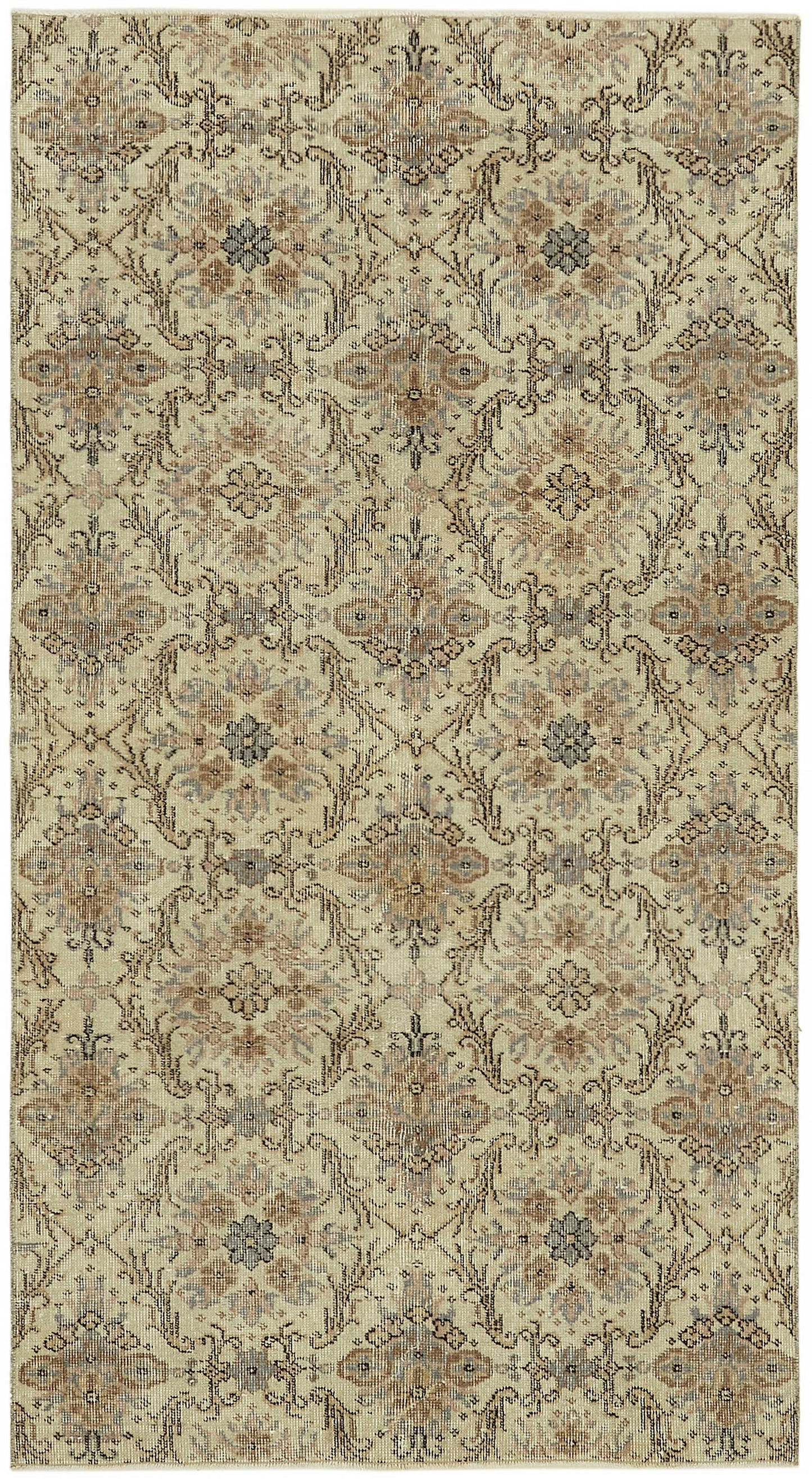 4x7 Beige Turkish Vintage Area Rug - 45777