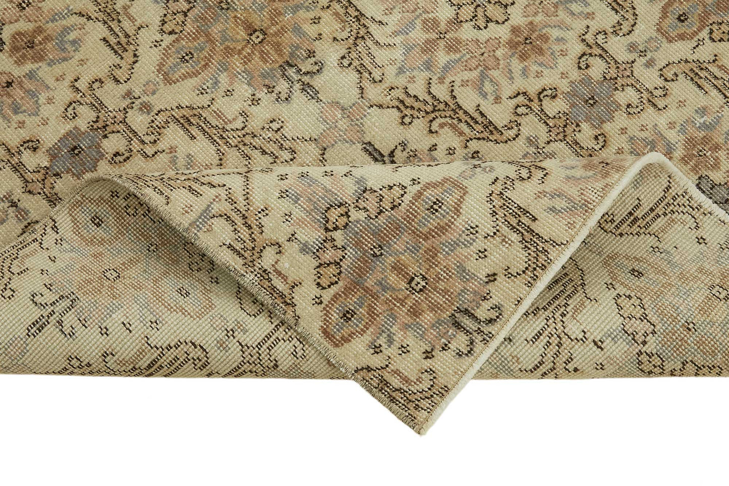 4x7 Beige Turkish Vintage Area Rug - 45777