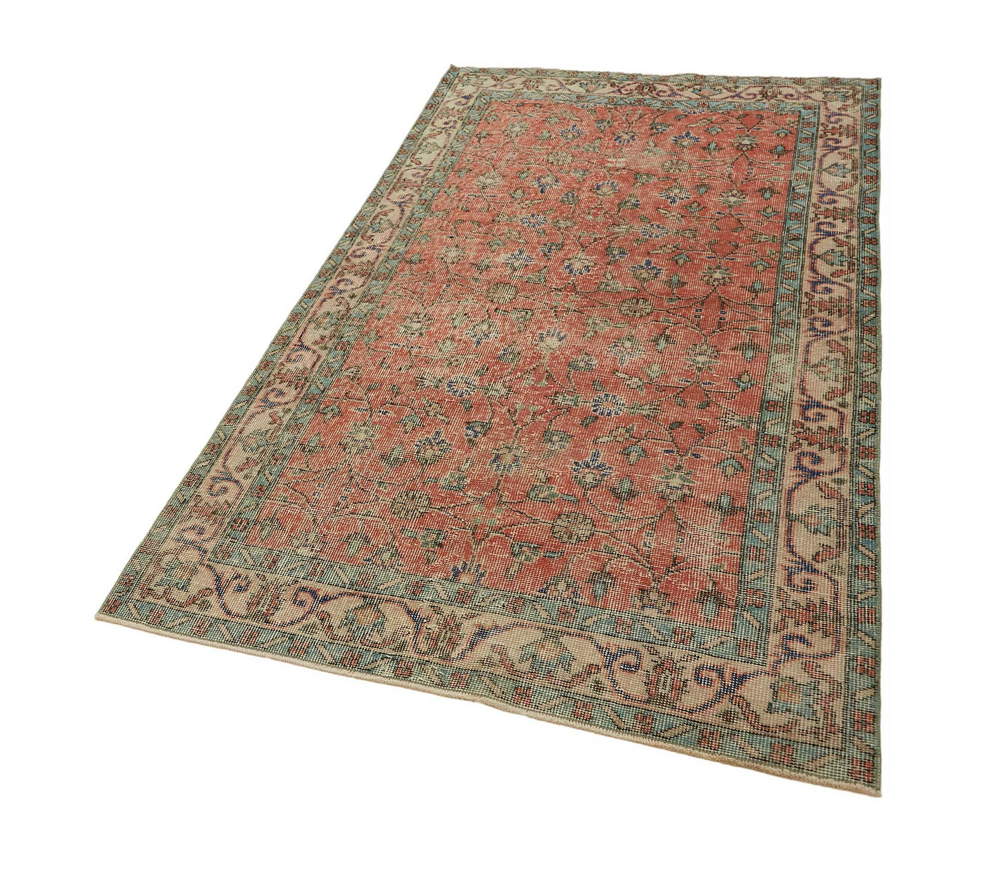 4x7 Red Turkish Vintage Area Rug - 45780