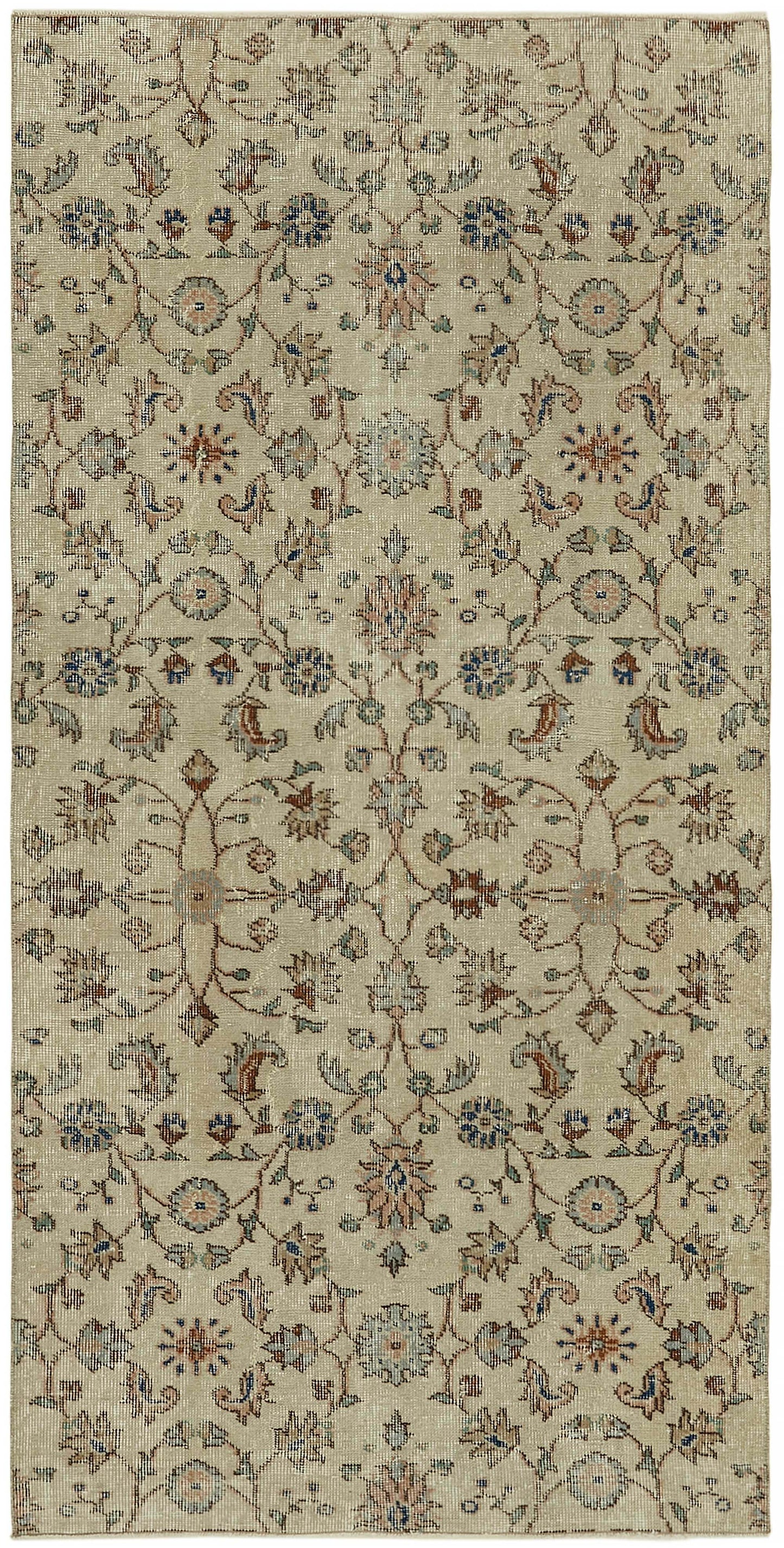 4x7 Beige Turkish Vintage Area Rug - 45796