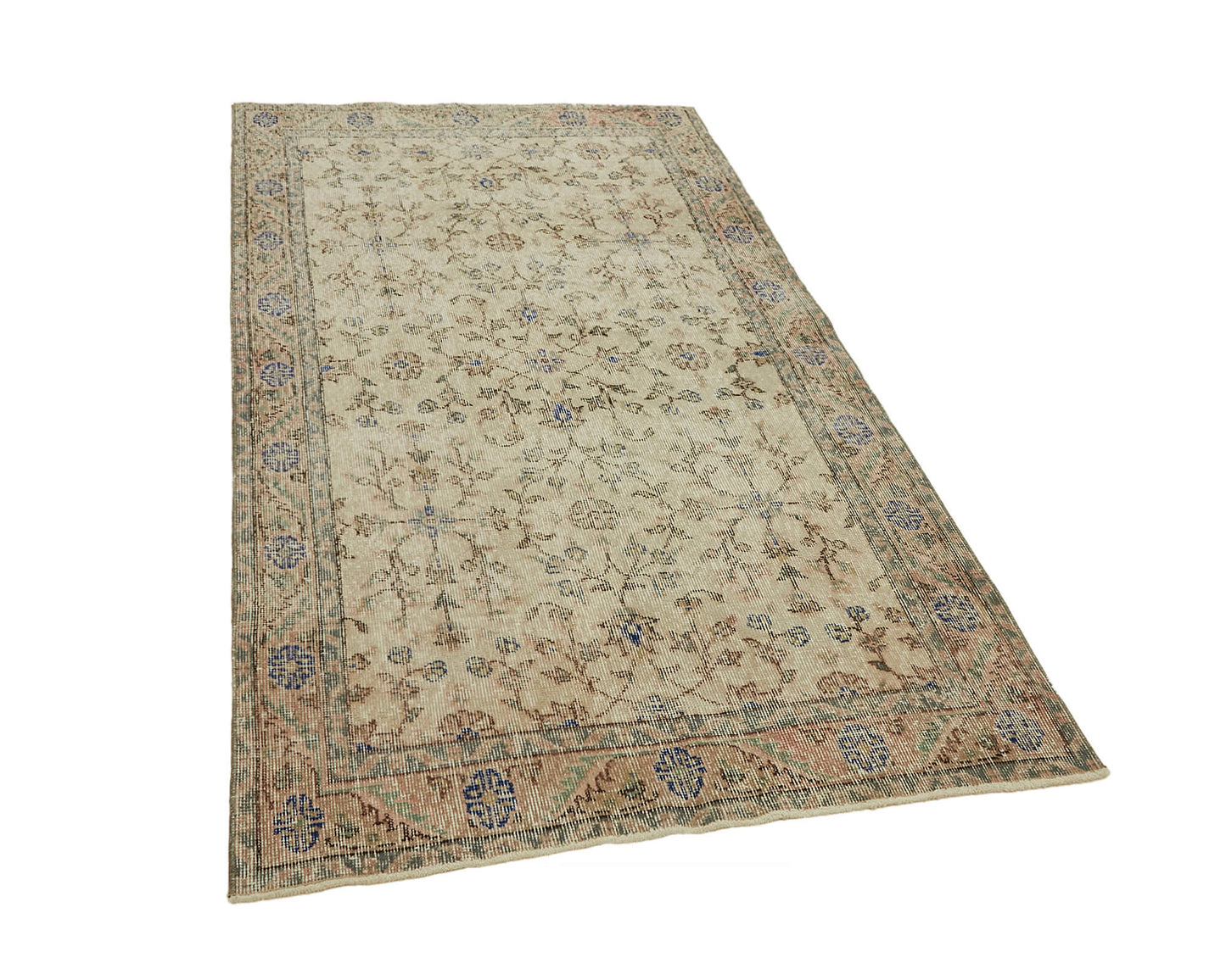 4x7 Beige Turkish Vintage Area Rug - 45797