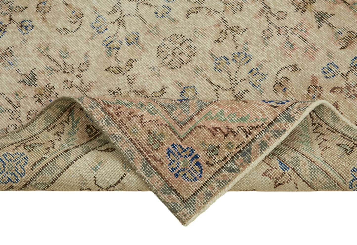 4x7 Beige Turkish Vintage Area Rug - 45797