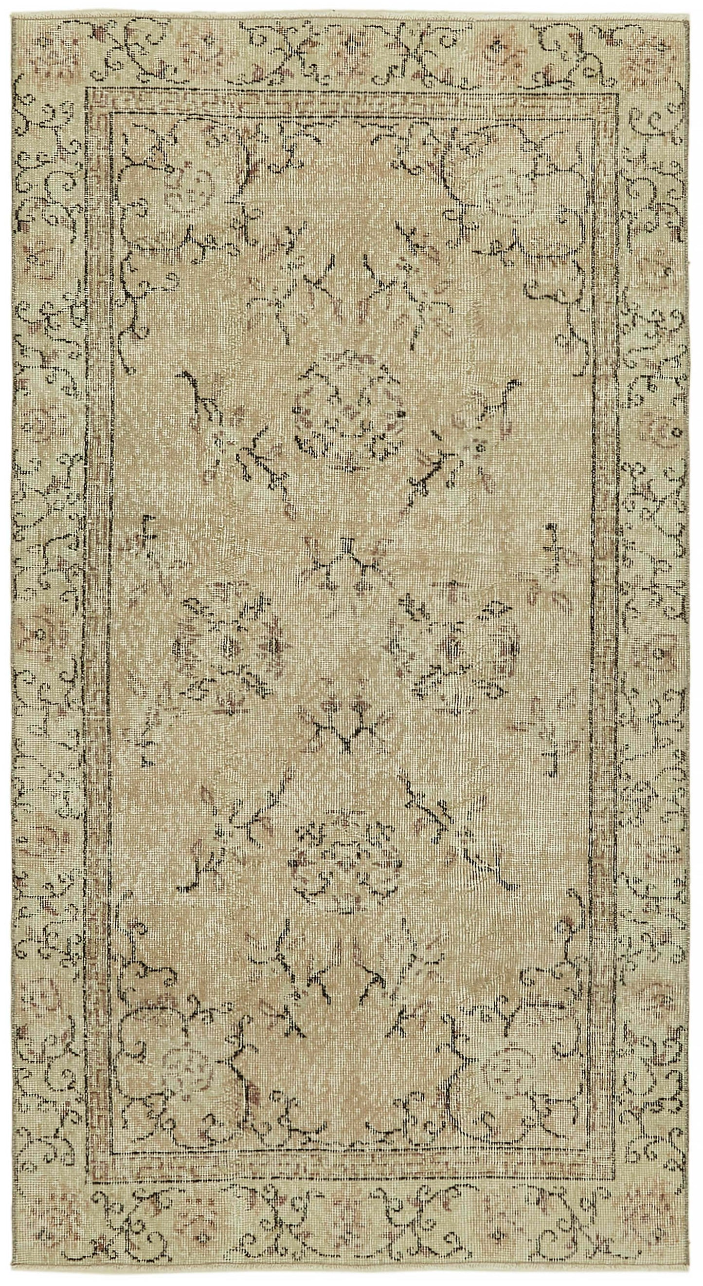 4x6 Beige Turkish Vintage Area Rug - 45800