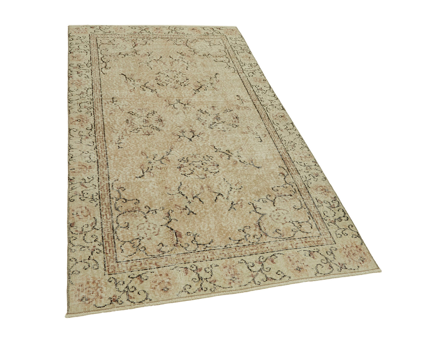 4x6 Beige Turkish Vintage Area Rug - 45800