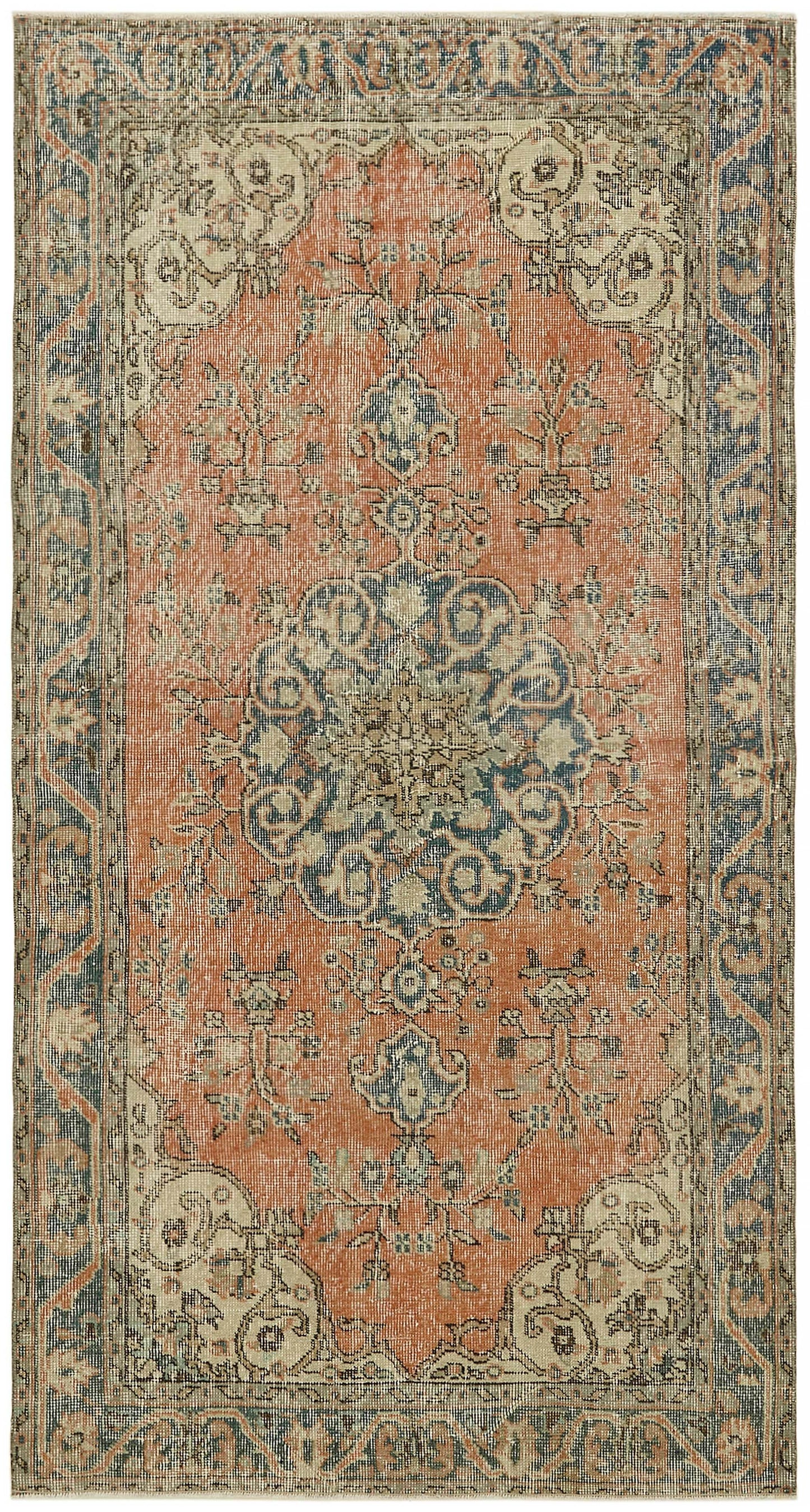4x7 Orange Turkish Vintage Area Rug - 45808