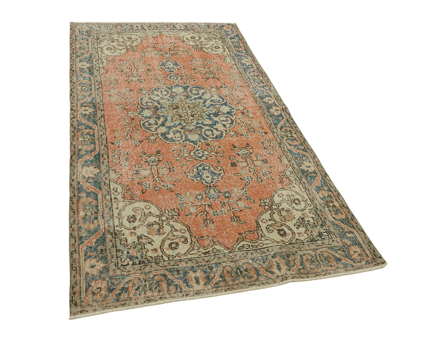 4x7 Orange Turkish Vintage Area Rug - 45808