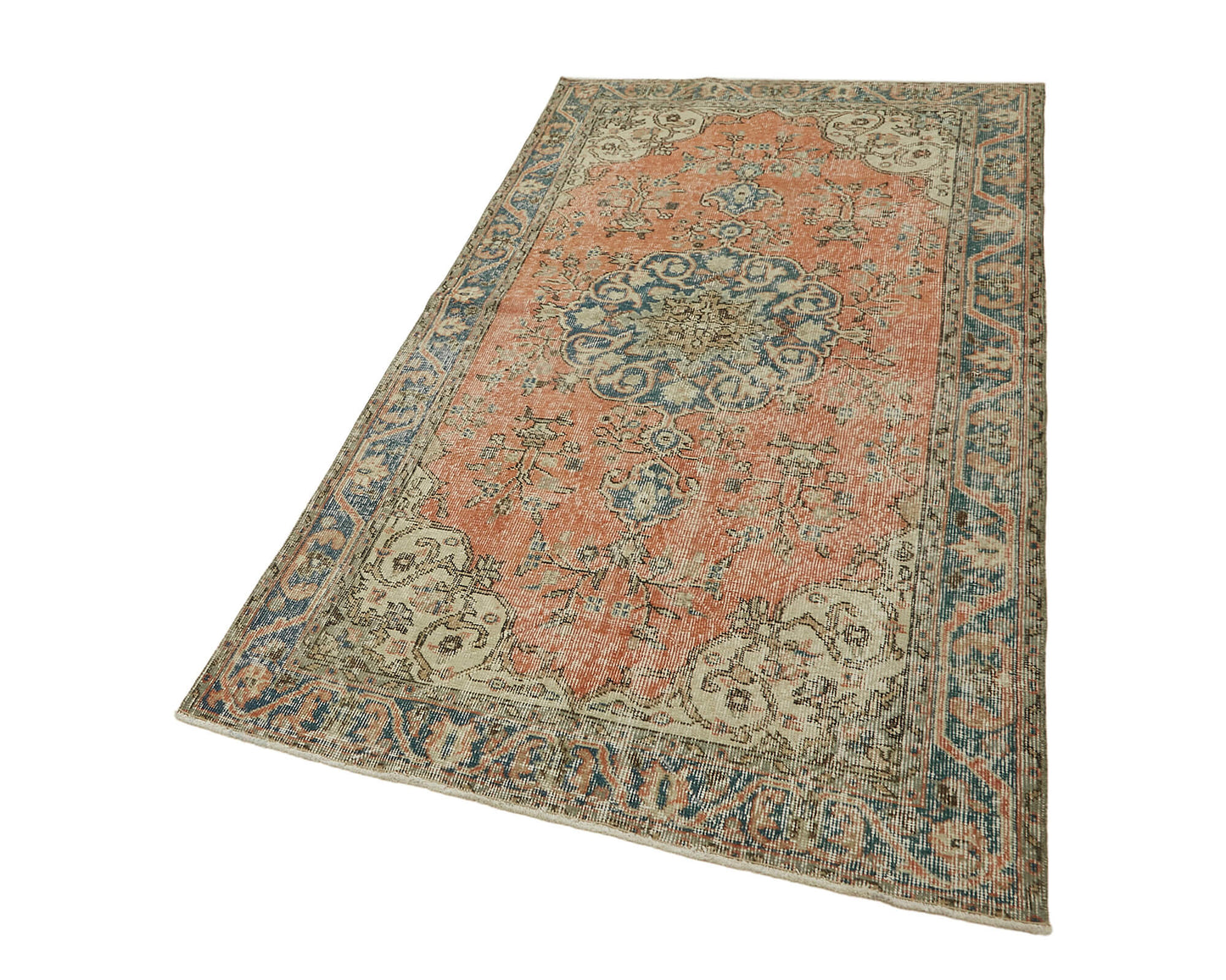4x7 Orange Turkish Vintage Area Rug - 45808