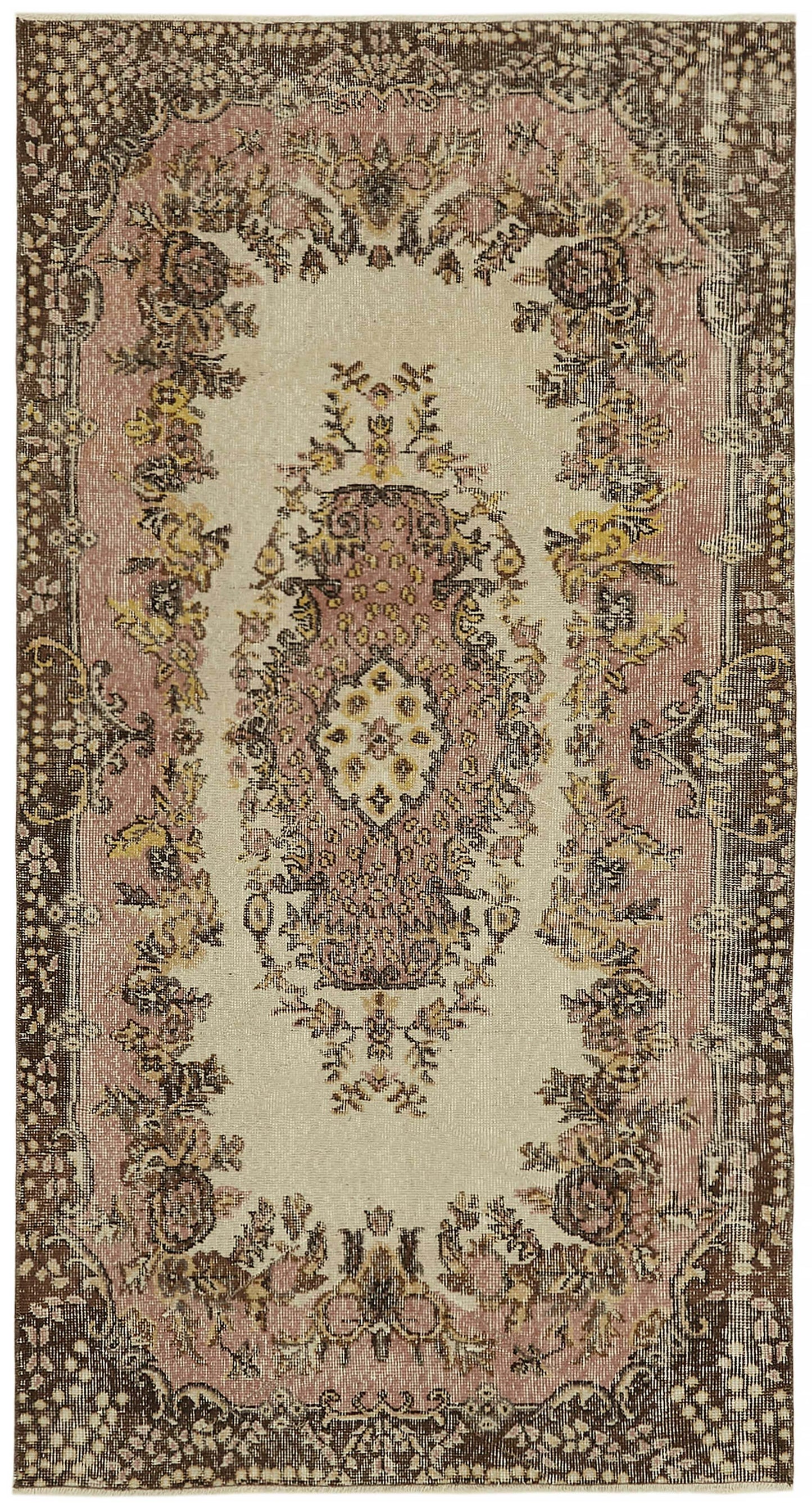 4x7 Beige Turkish Vintage Area Rug - 45809