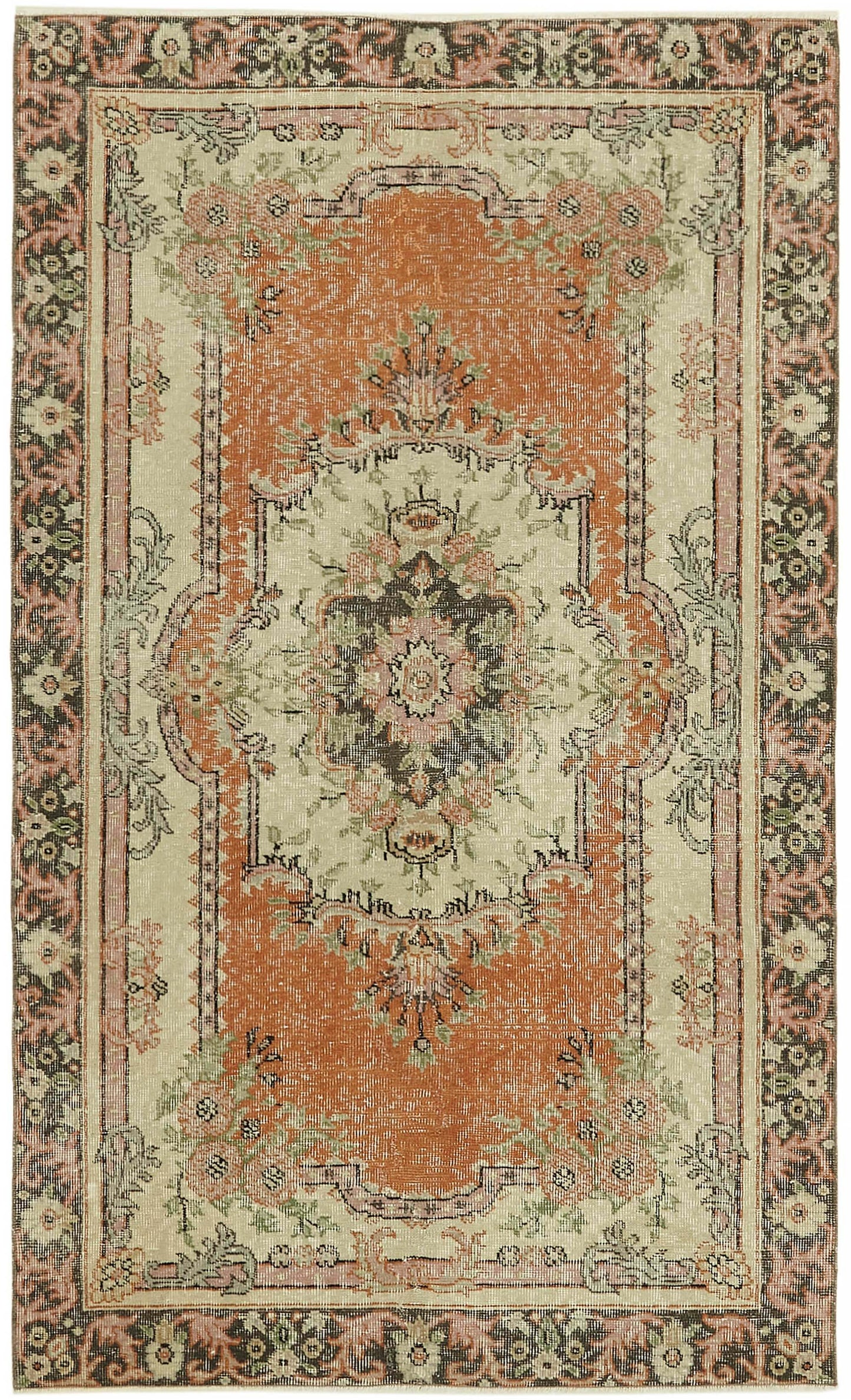 4x6 Beige Turkish Vintage Area Rug - 45810