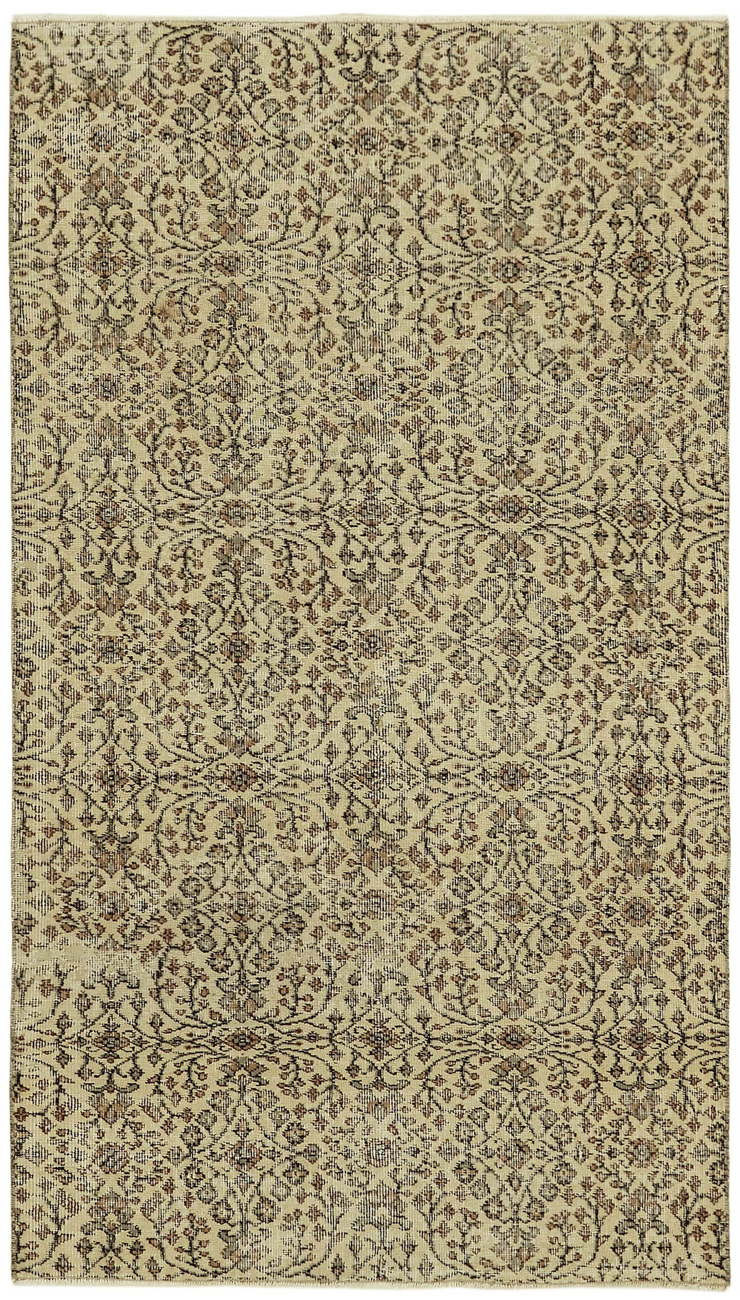 4x6 Beige Turkish Vintage Area Rug - 45818