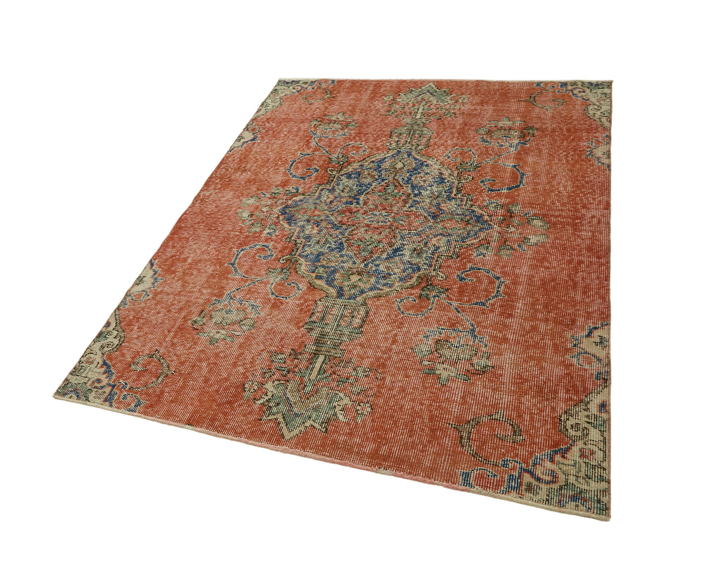 4x6 Red Turkish Vintage Area Rug - 45820