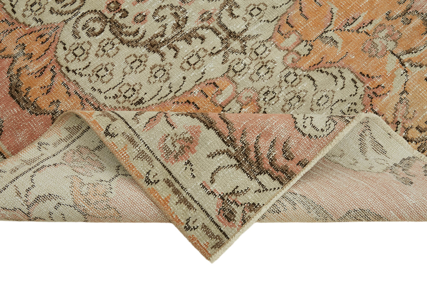 5x6 Beige Turkish Vintage Area Rug - 45837