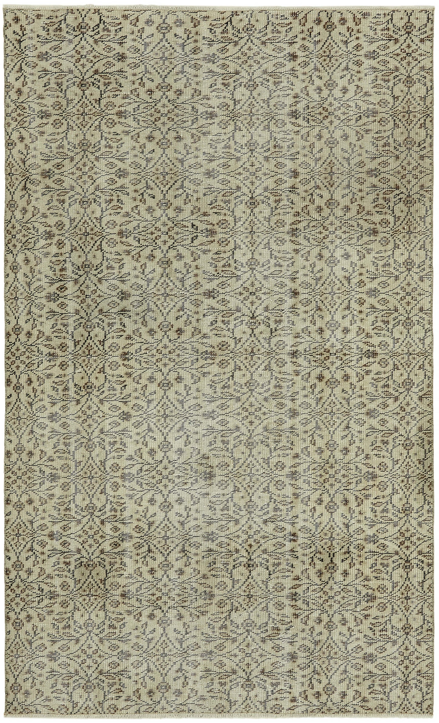 4x7 Beige Turkish Vintage Area Rug - 45840