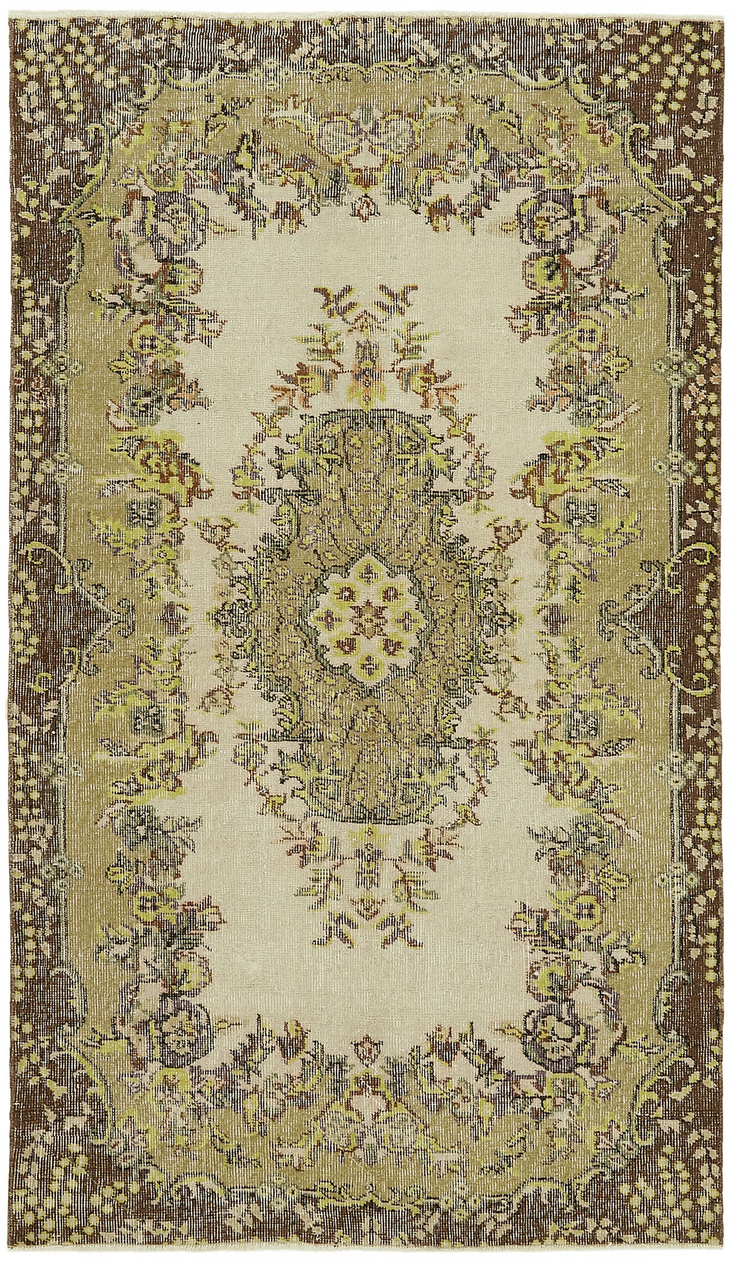 4x7 Beige Turkish Vintage Area Rug - 45842