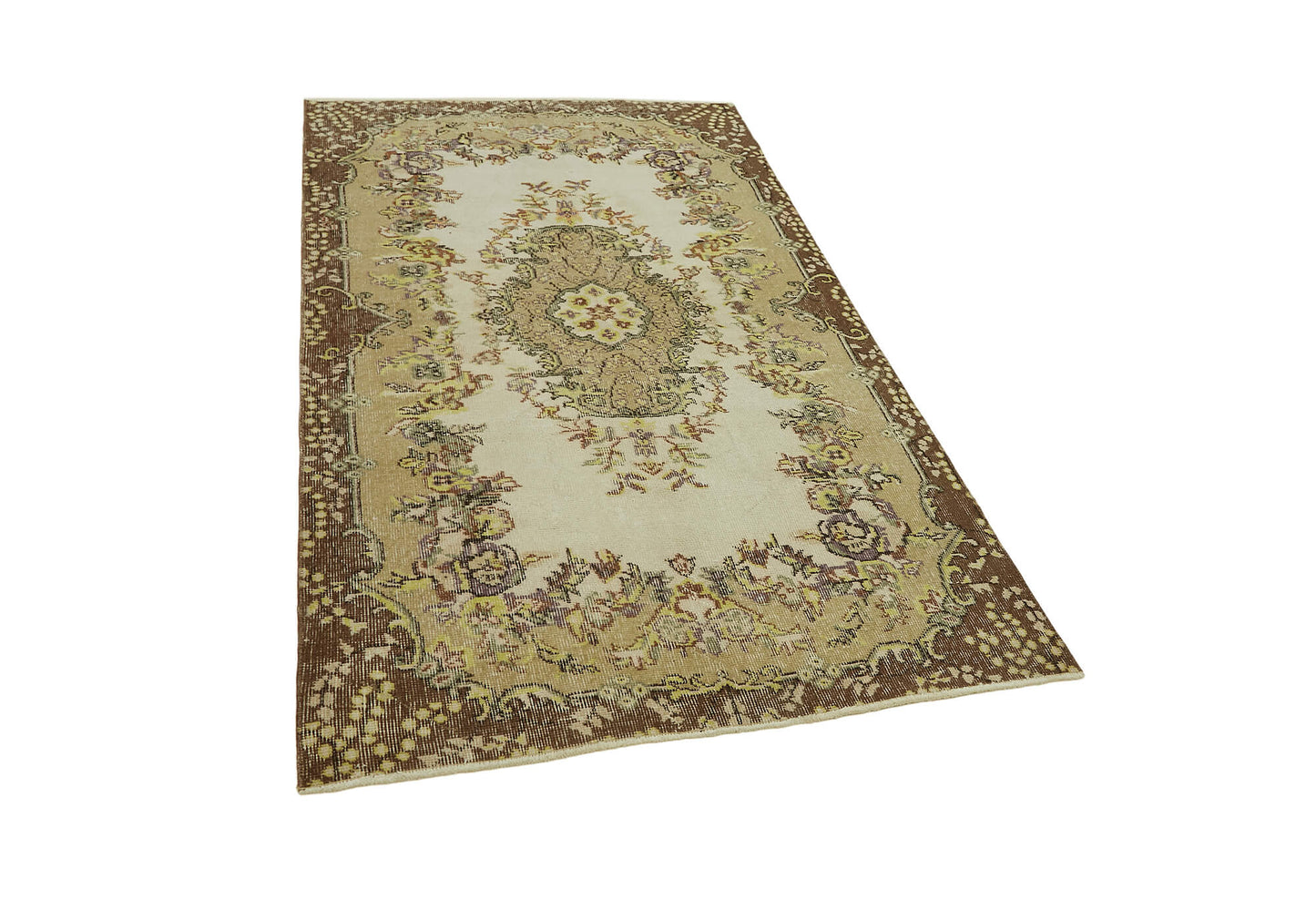 4x7 Beige Turkish Vintage Area Rug - 45842