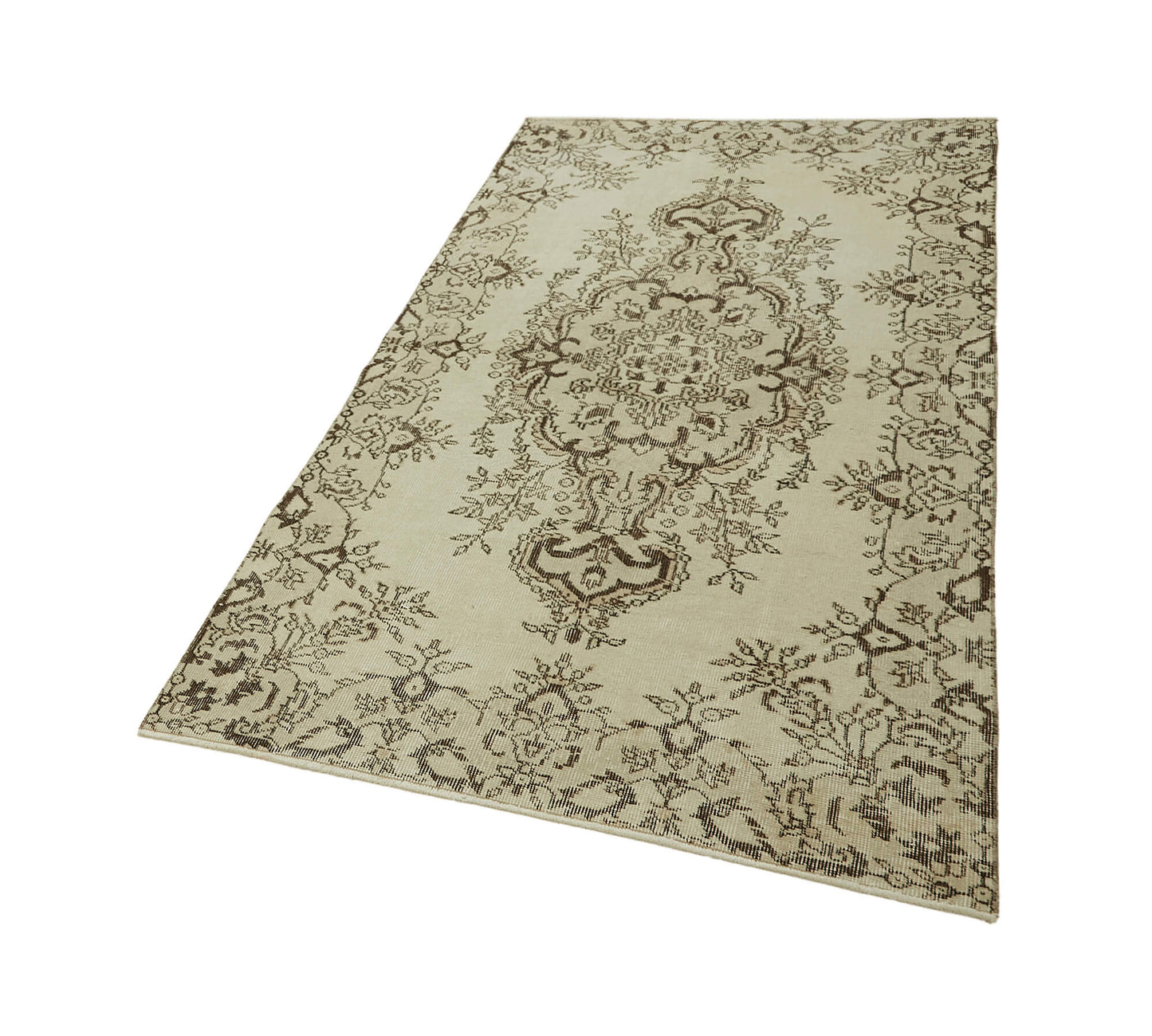 4x7 Beige Turkish Vintage Area Rug - 45856