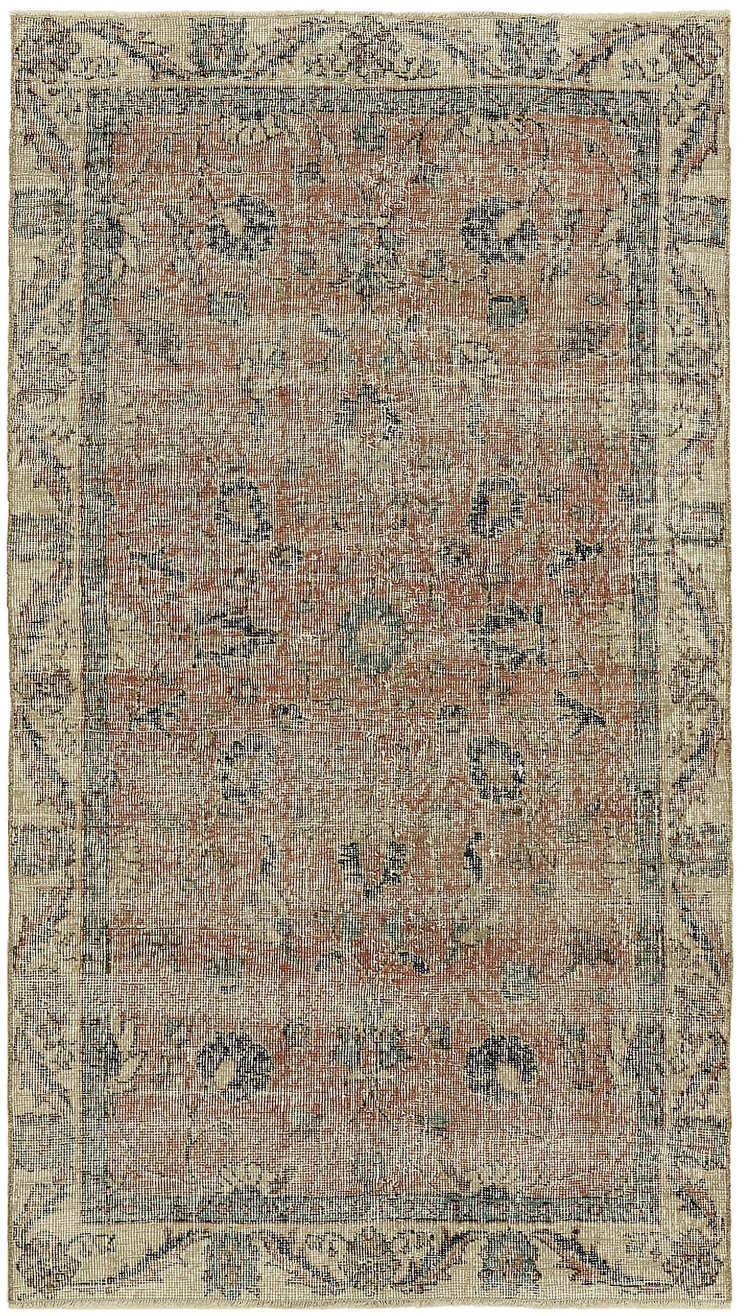 4x6 Beige Turkish Vintage Area Rug - 45871