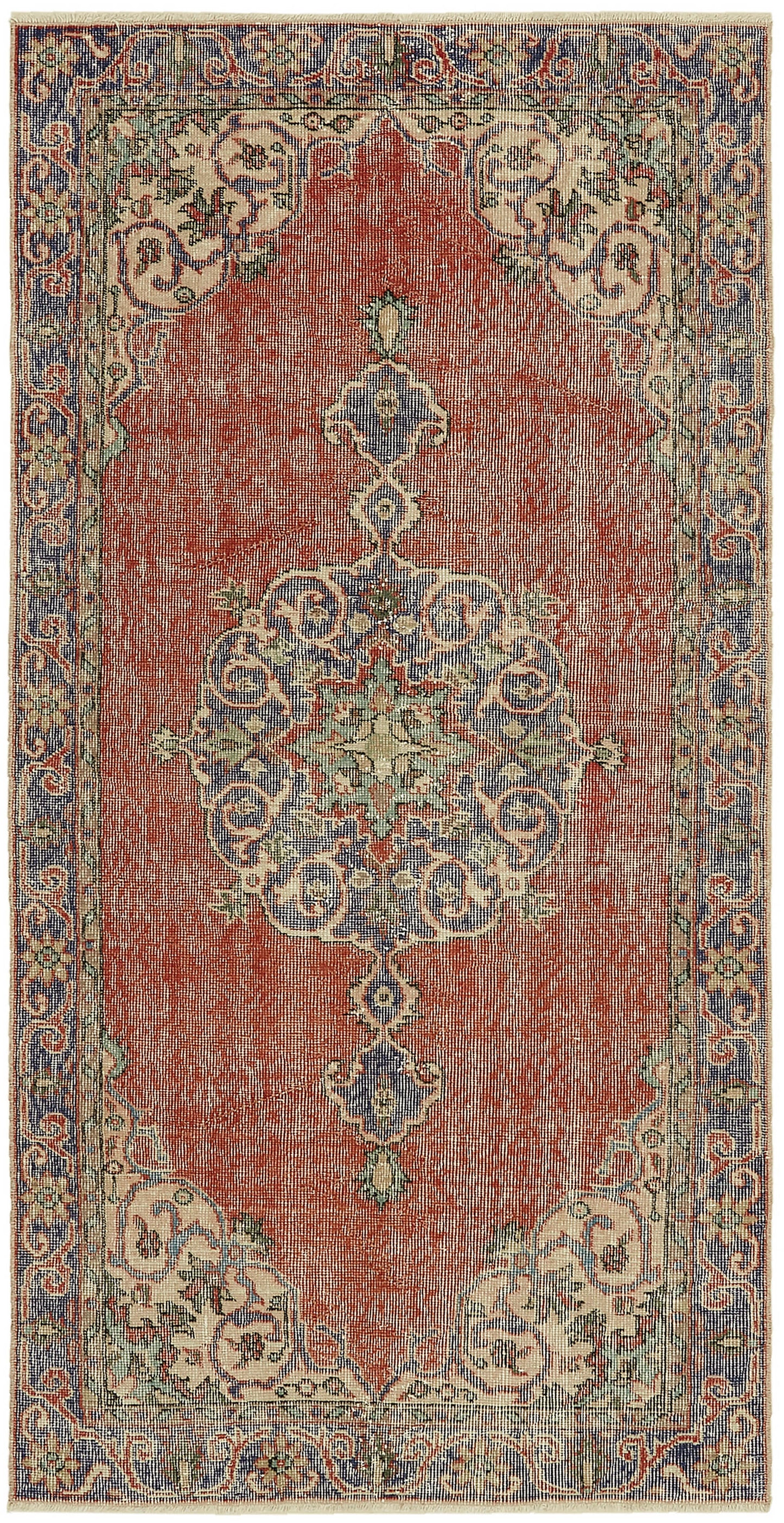 3x7 Red Turkish Vintage Area Rug - 45876
