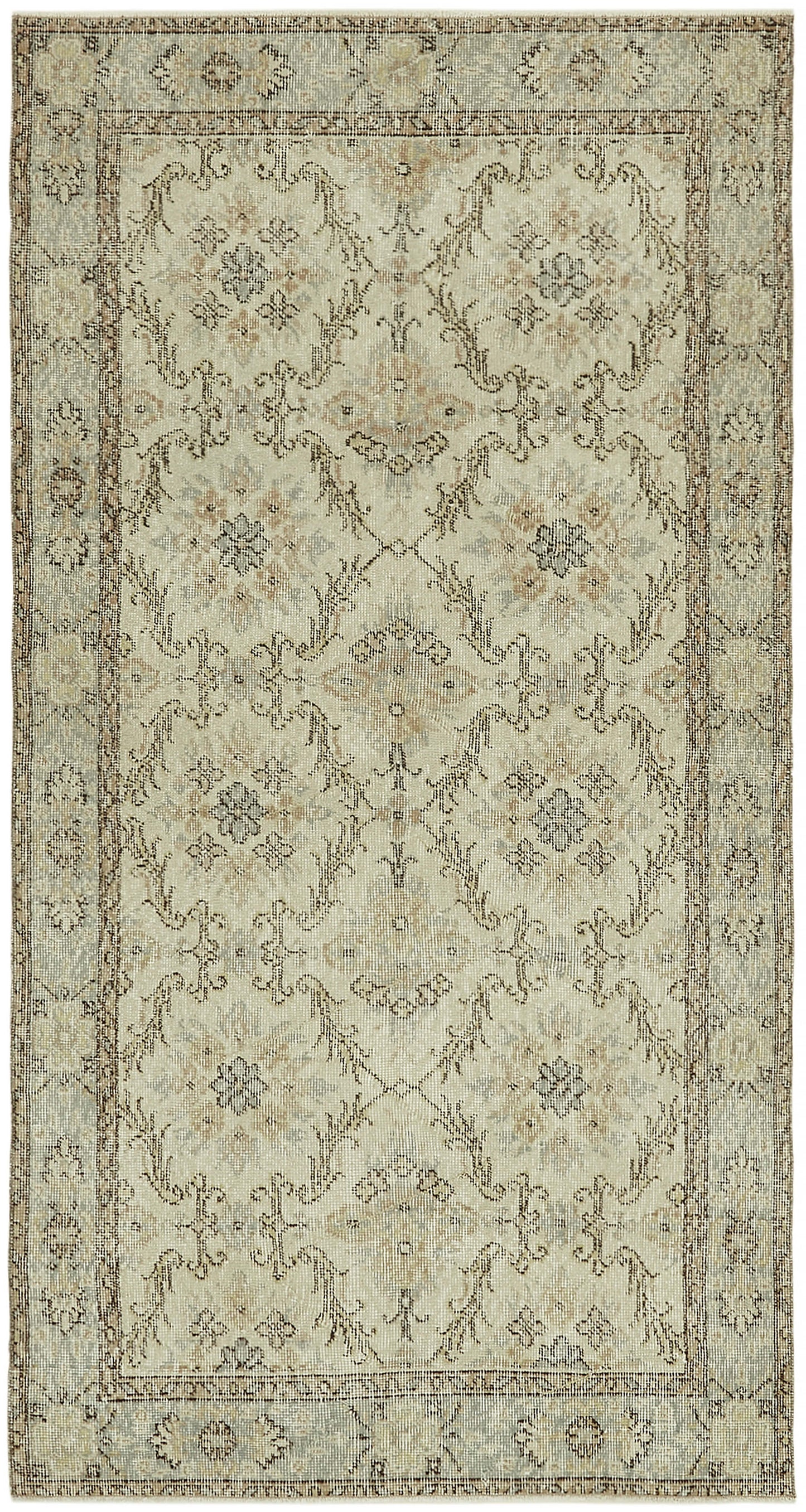 4x7 Beige Turkish Vintage Area Rug - 45884