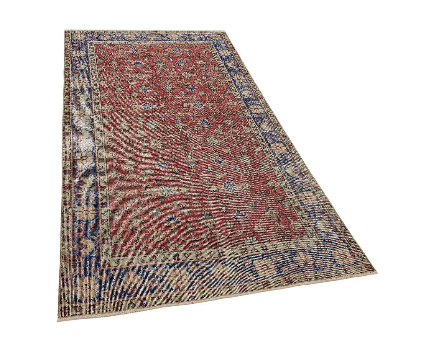 4x7 Red Turkish Vintage Area Rug - 45886