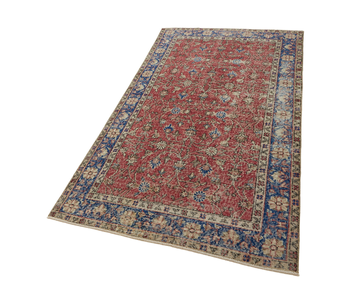 4x7 Red Turkish Vintage Area Rug - 45886