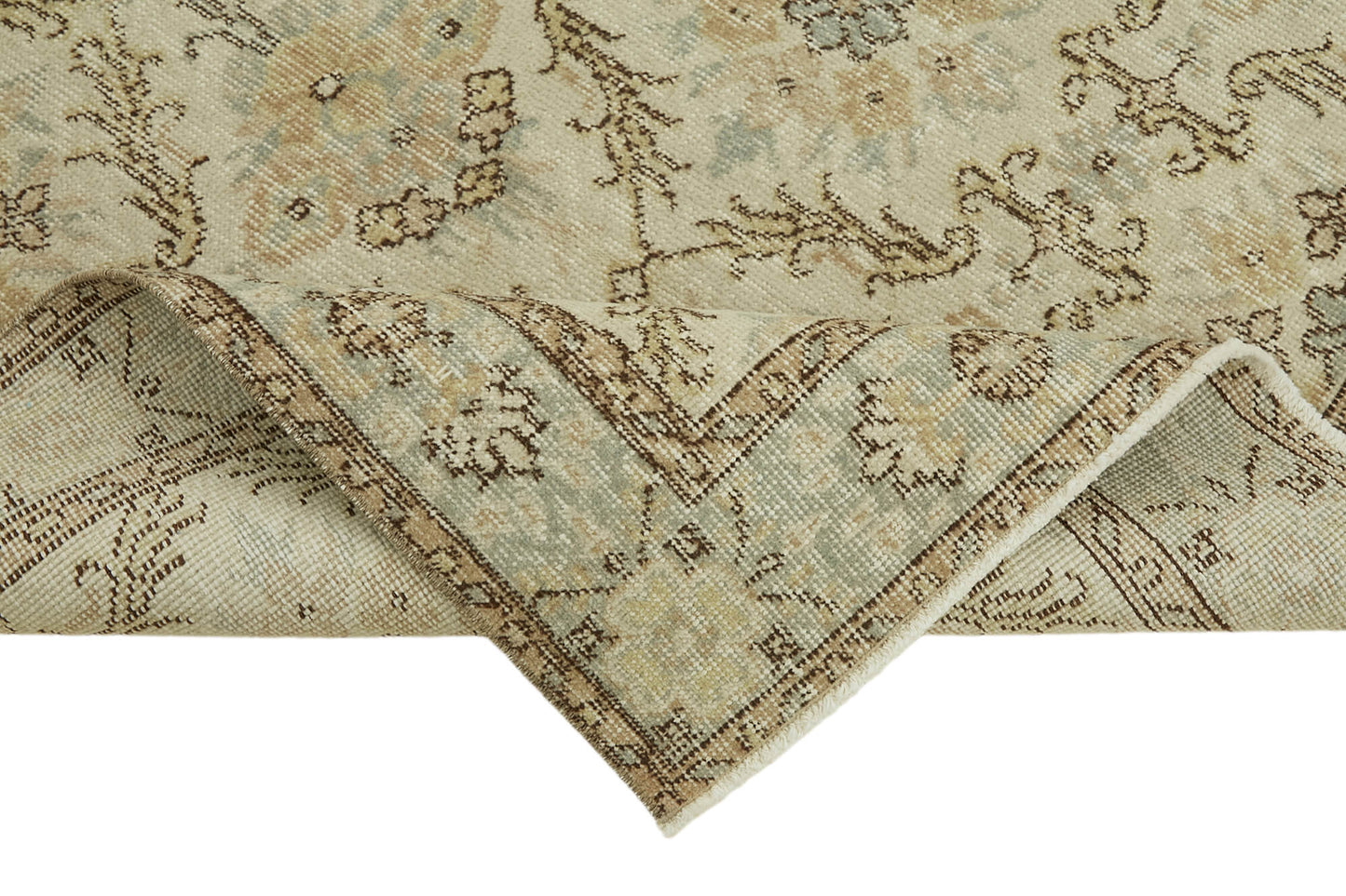4x7 Beige Turkish Vintage Area Rug - 45887