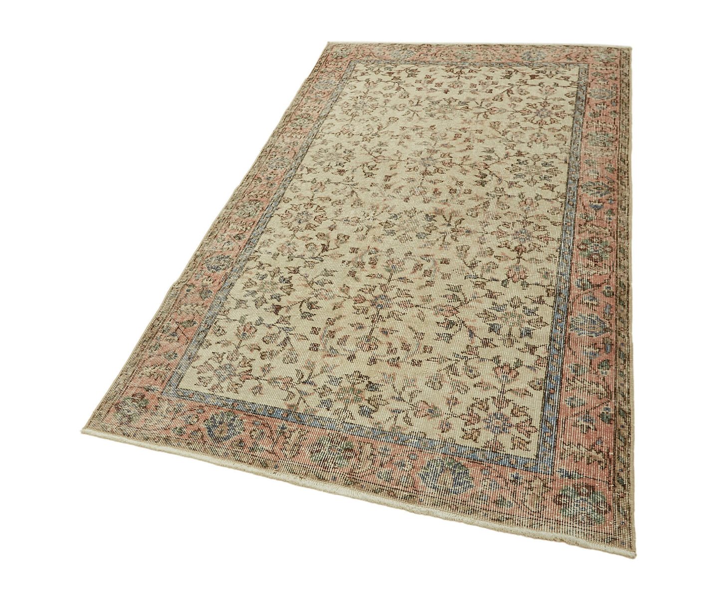 4x7 Beige Turkish Vintage Area Rug - 45896