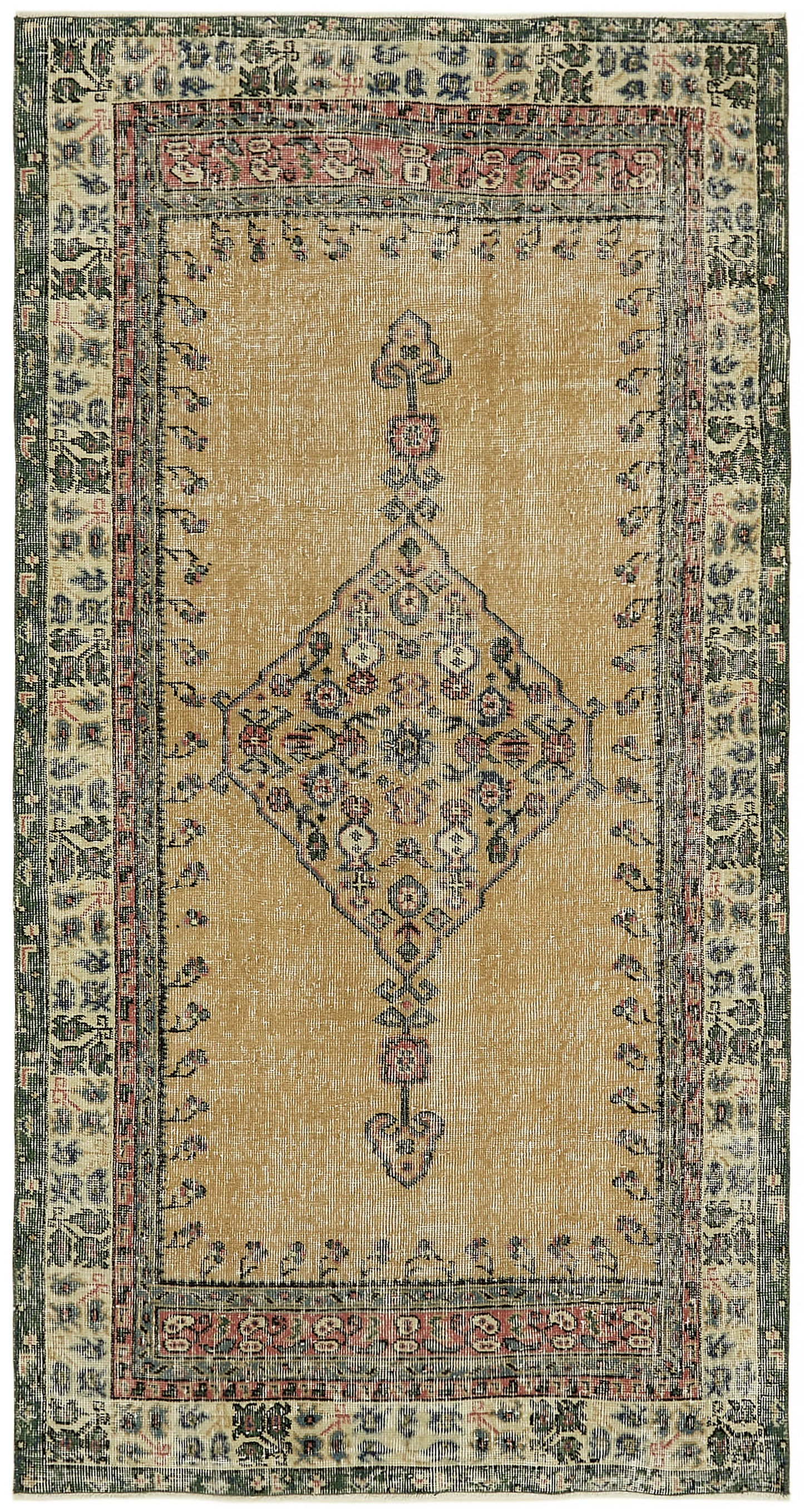 4x7 Beige Turkish Vintage Area Rug - 45899