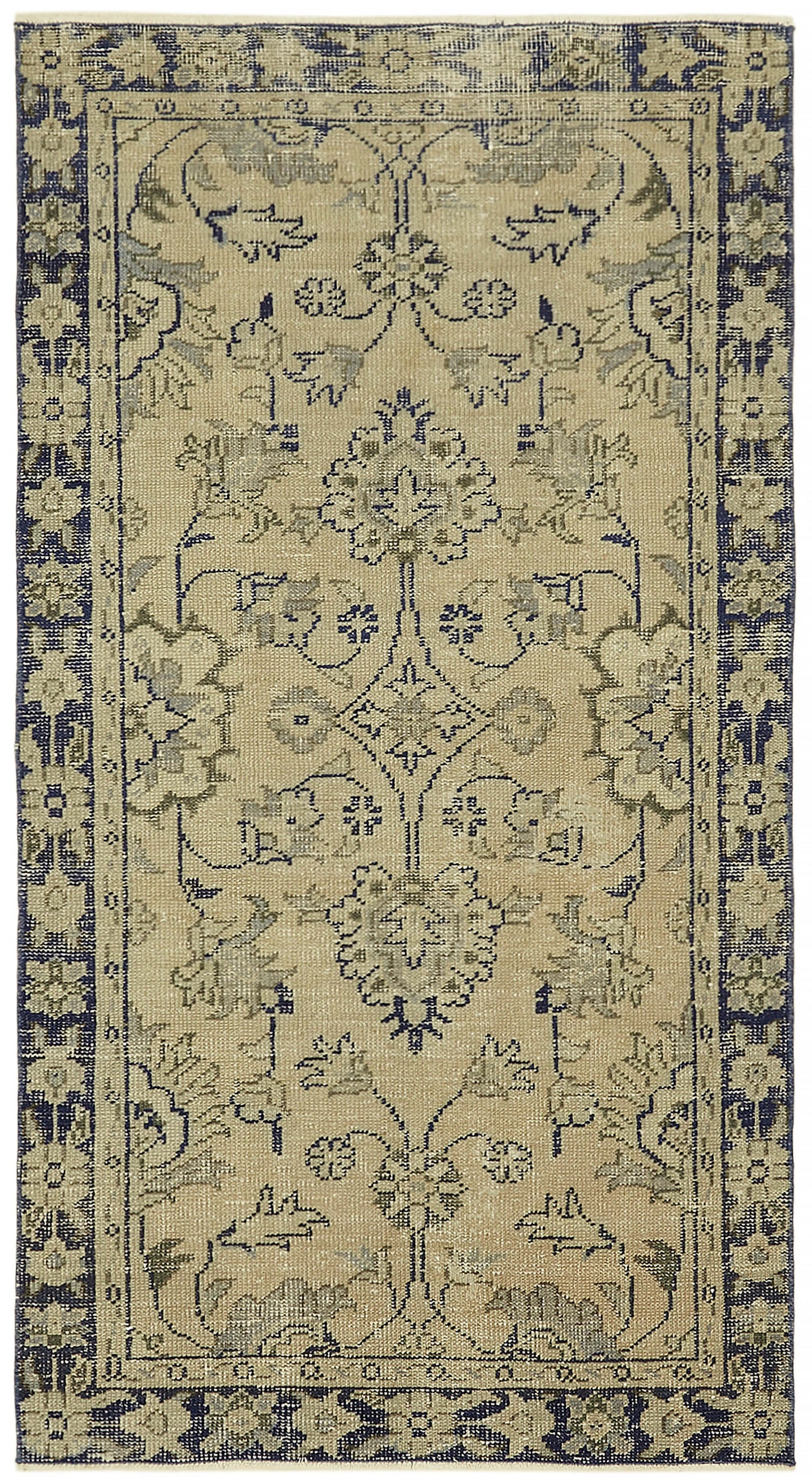 3x6 Beige Turkish Vintage Area Rug - 45901