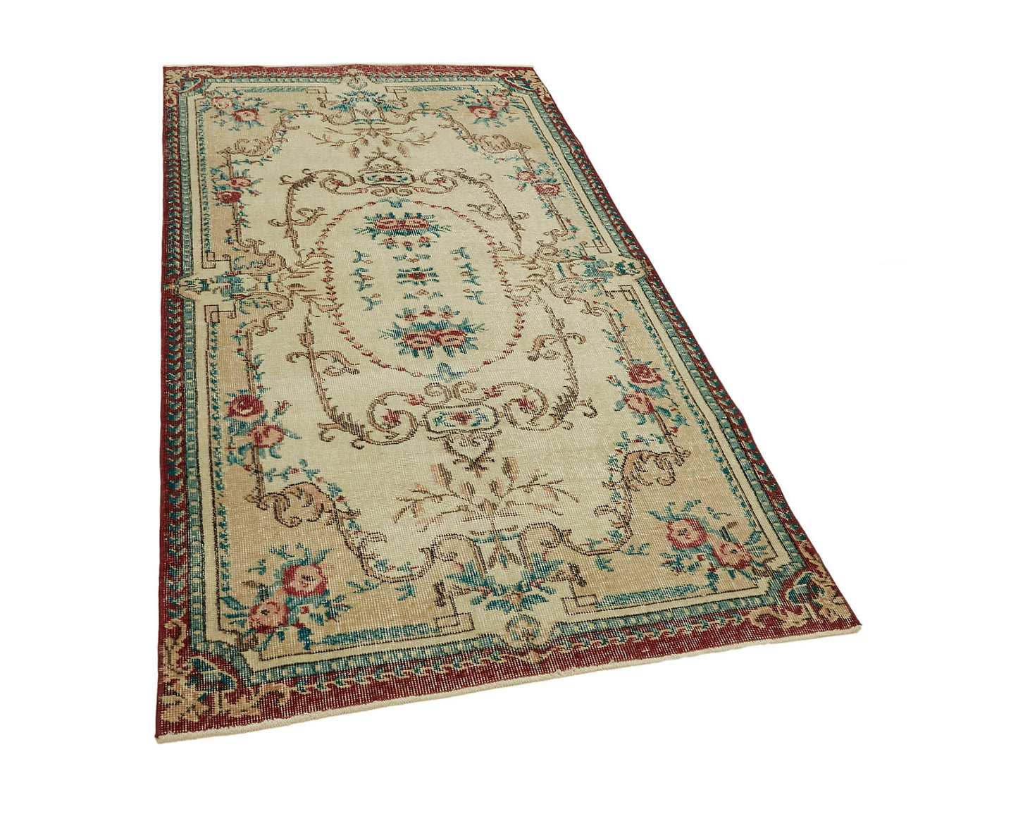 4x7 Red Turkish Vintage Area Rug - 45907
