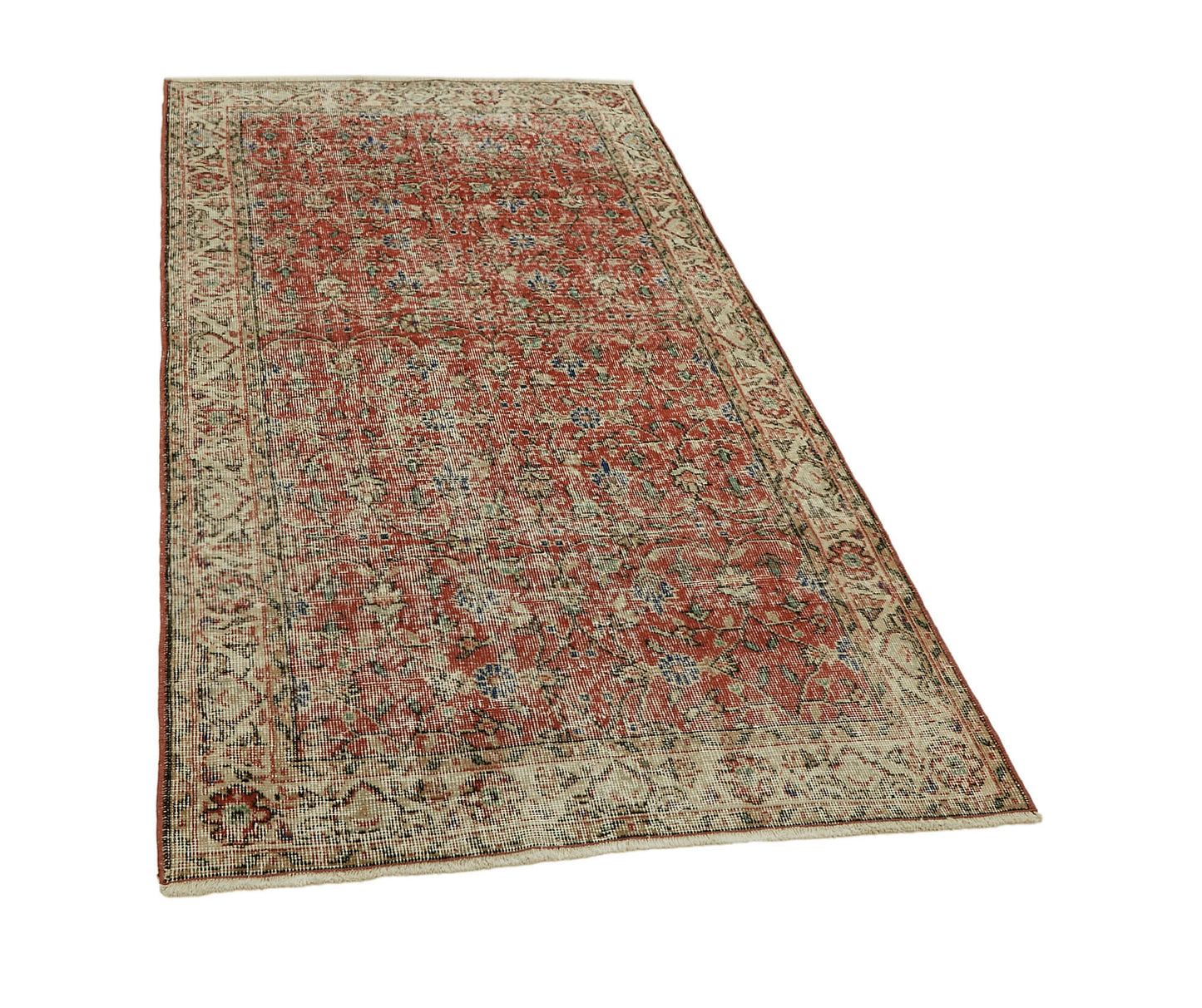 4x7 Red Turkish Vintage Area Rug - 45910