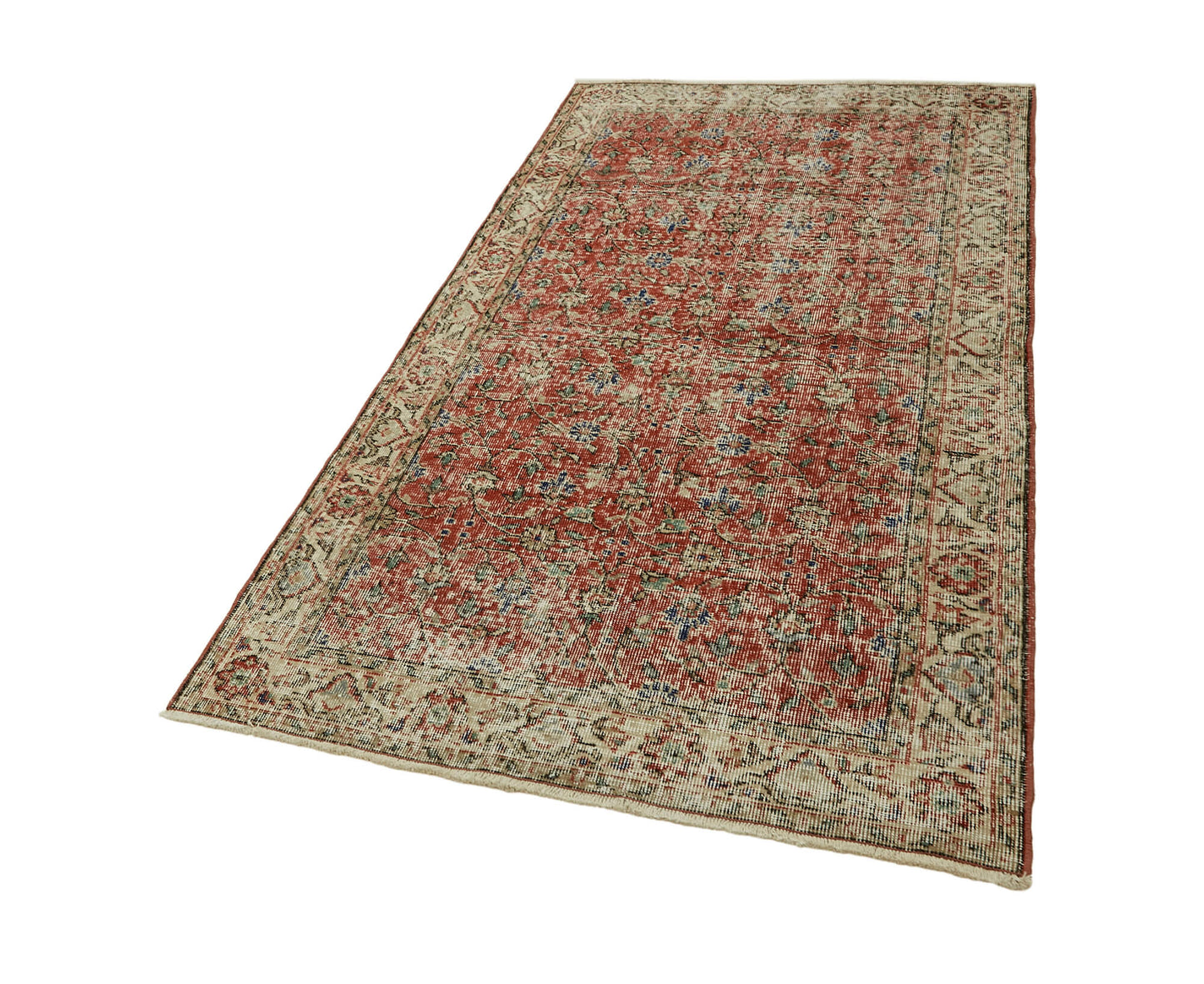4x7 Red Turkish Vintage Area Rug - 45910