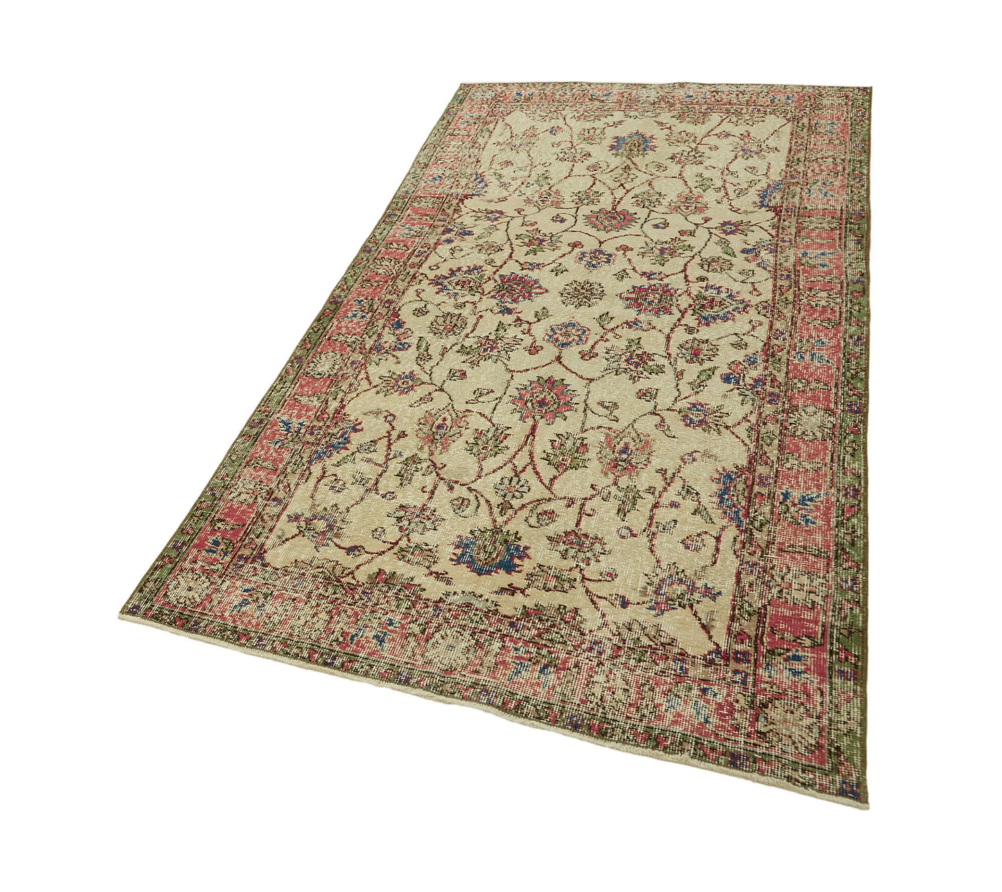 4x7 Beige Turkish Vintage Area Rug - 45917