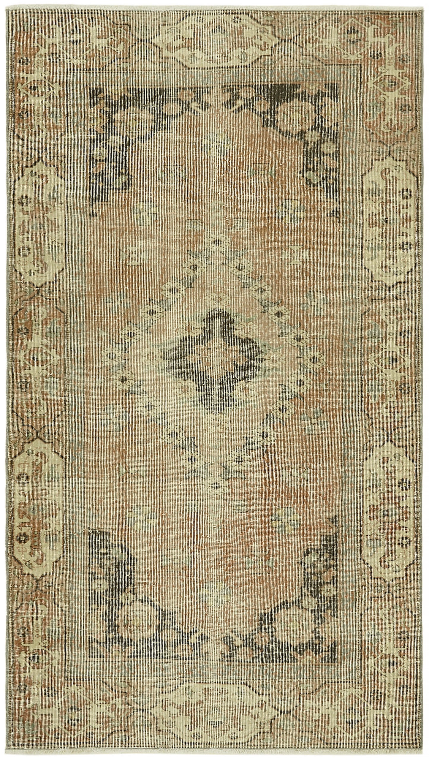 4x7 Beige Turkish Vintage Area Rug - 45921